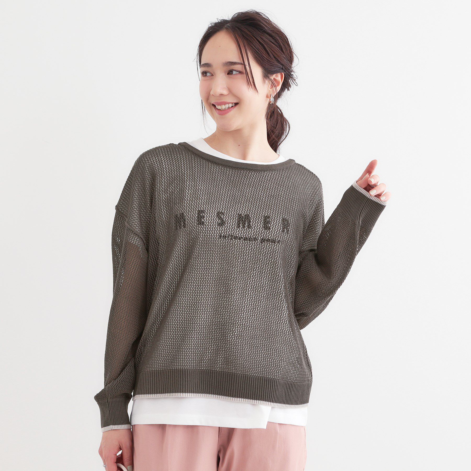 SHOO･LA･RUE「【S-LL/2点セット】前後2WAYで着られるメッシュニット＋ロゴTシャツ」|その他|