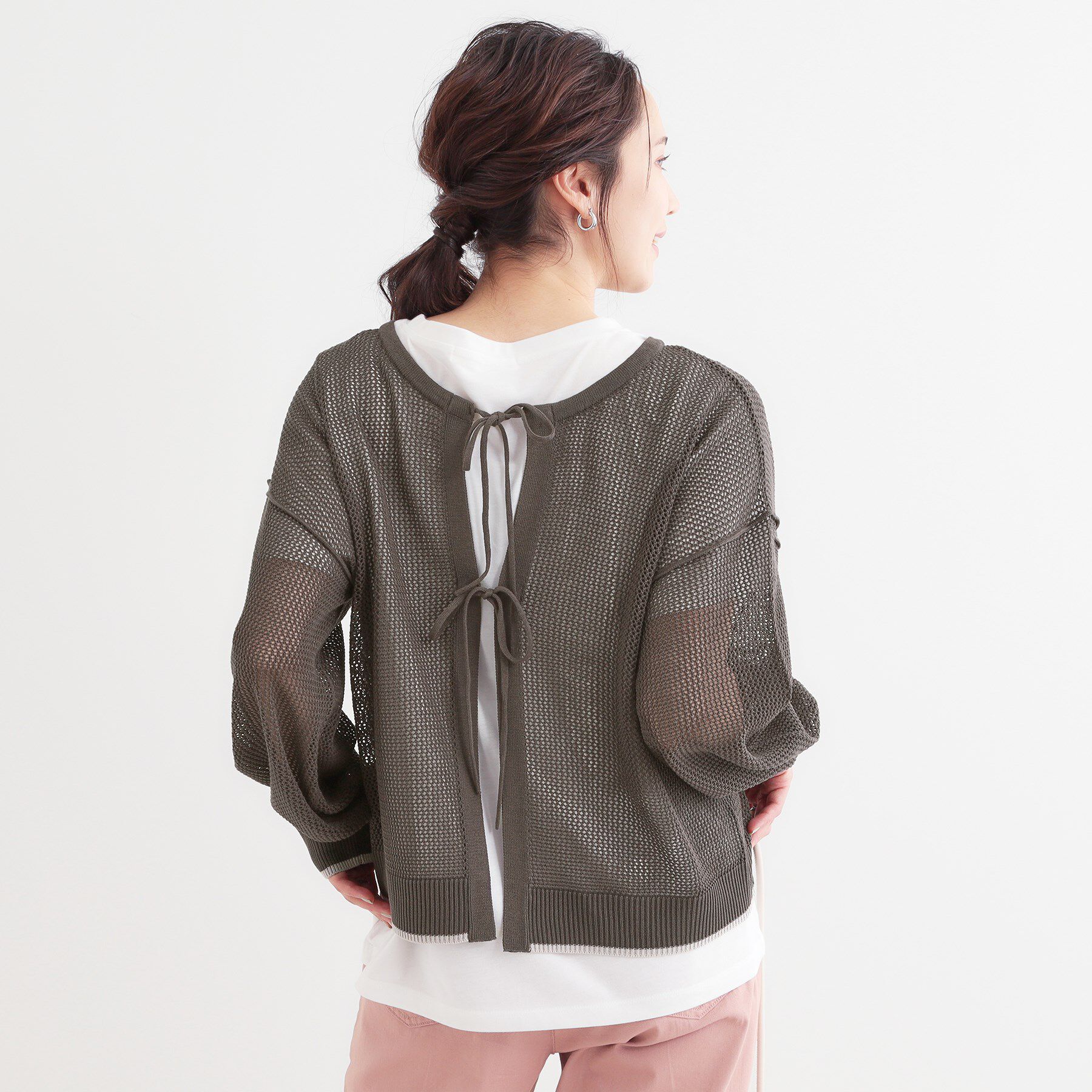 SHOO･LA･RUE「【S-LL/2点セット】前後2WAYで着られるメッシュニット＋ロゴTシャツ」|その他|