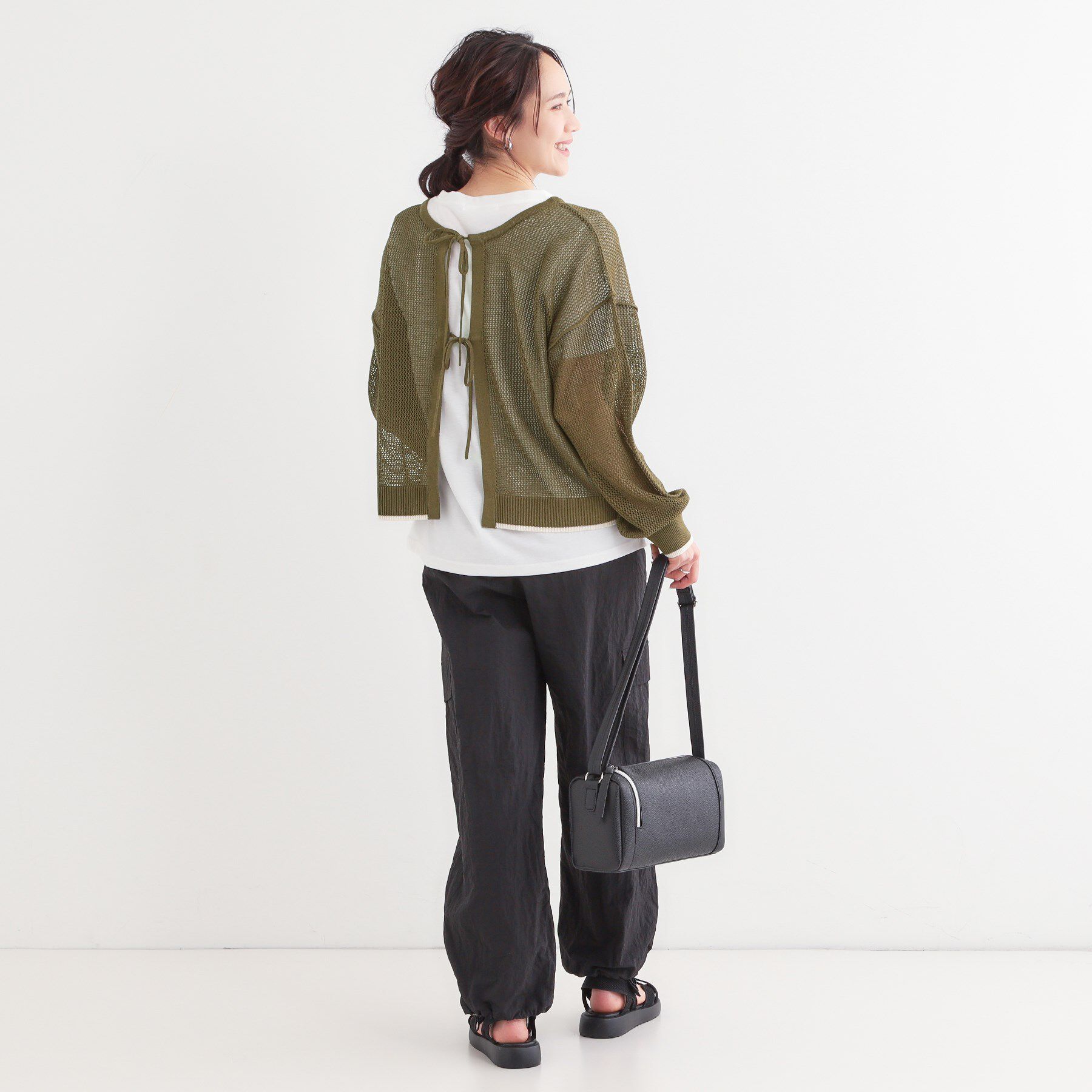 SHOO･LA･RUE「【S-LL/2点セット】前後2WAYで着られるメッシュニット＋ロゴTシャツ」|その他|