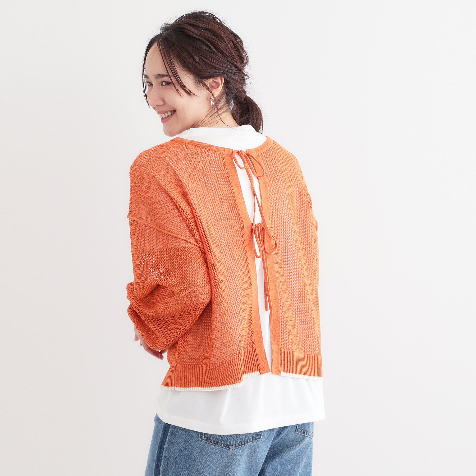 SHOO･LA･RUE「【S-LL/2点セット】前後2WAYで着られるメッシュニット＋ロゴTシャツ」|その他|