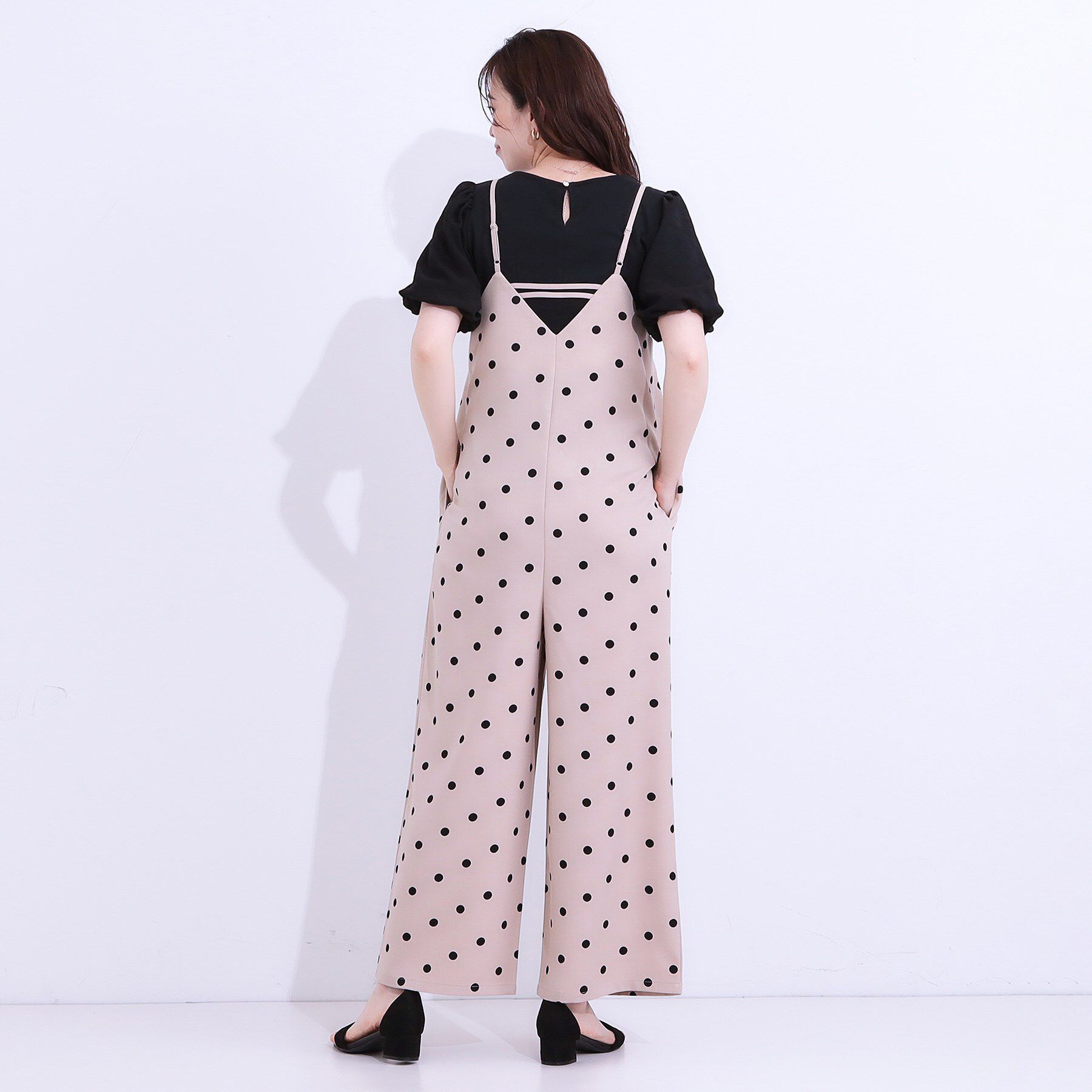 SHOO･LA･RUE「【S-LL】着丈が調節できる 大人の麻調サロペット」|オールインワン|