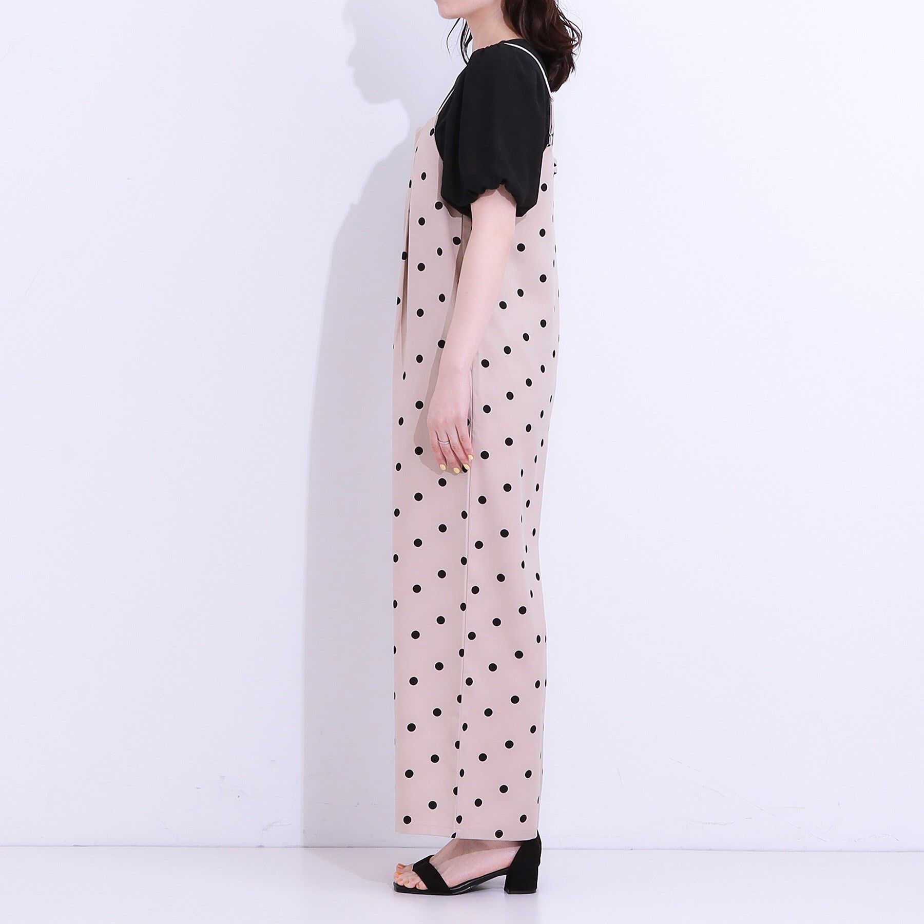 SHOO･LA･RUE「【S-LL】着丈が調節できる 大人の麻調サロペット」|オールインワン|