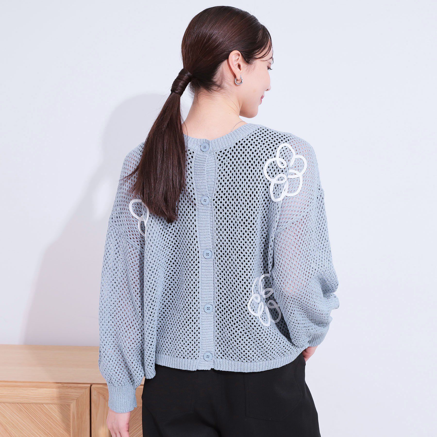 SHOO･LA･RUE「柄コード刺繍アソート メッシュ2WAYカーデ」|カーディガン|