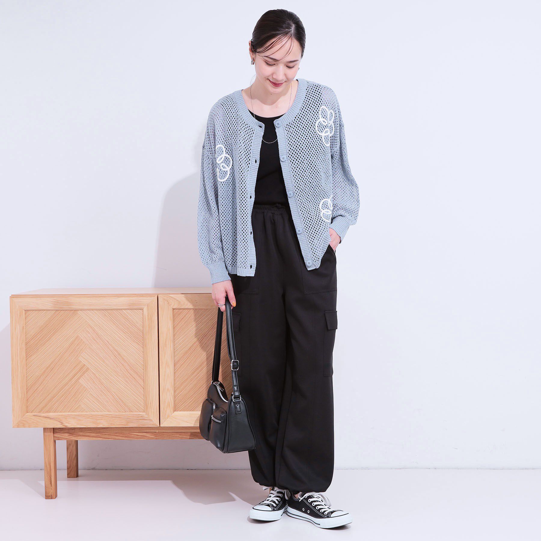 SHOO･LA･RUE「柄コード刺繍アソート メッシュ2WAYカーデ」|カーディガン|