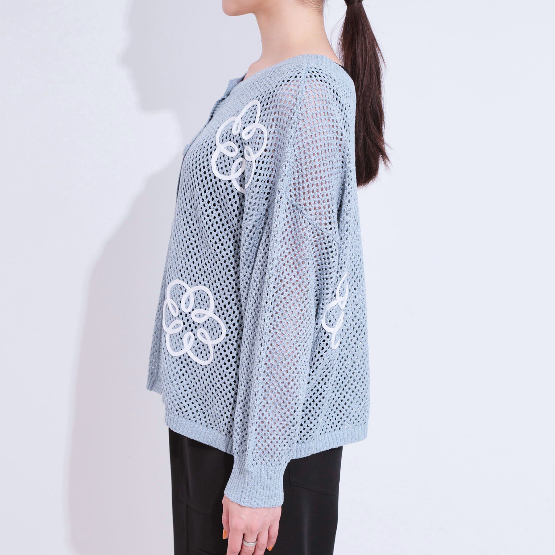 SHOO･LA･RUE「柄コード刺繍アソート メッシュ2WAYカーデ」|カーディガン|