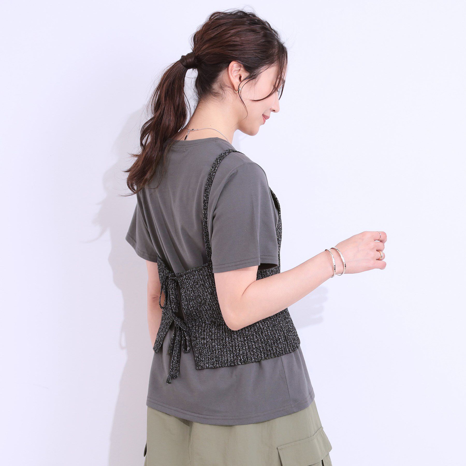 SHOO･LA･RUE「【S-LL/2点セット】ラメニットキャミ＆ロゴTシャツ」|その他|