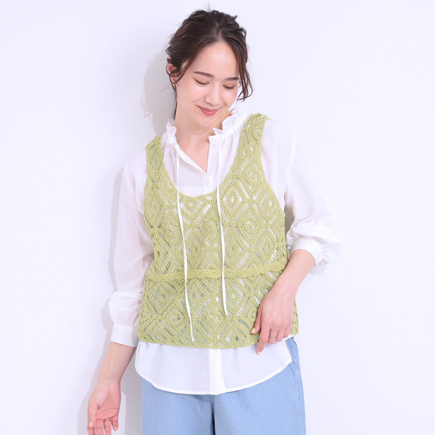 SHOO･LA･RUE「【S-LL/2点セット】大人カジュアルに レースビスチェ+プリントTシャツ」|その他|