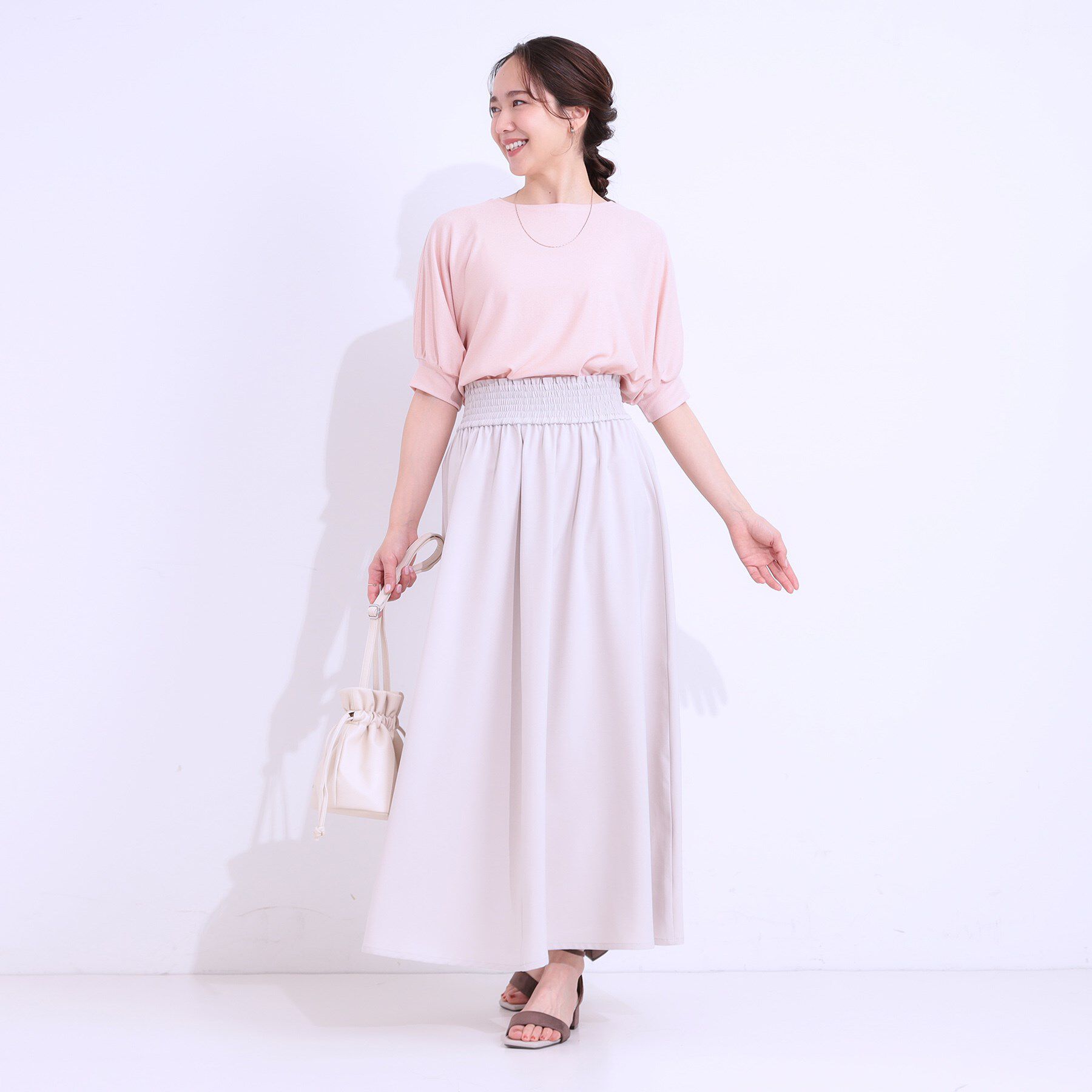 SHOO･LA･RUE「【ひんやり/UV】ほんのりラメで大人上品 お袖リブ ドルマントップス」|Tシャツ・カットソー|