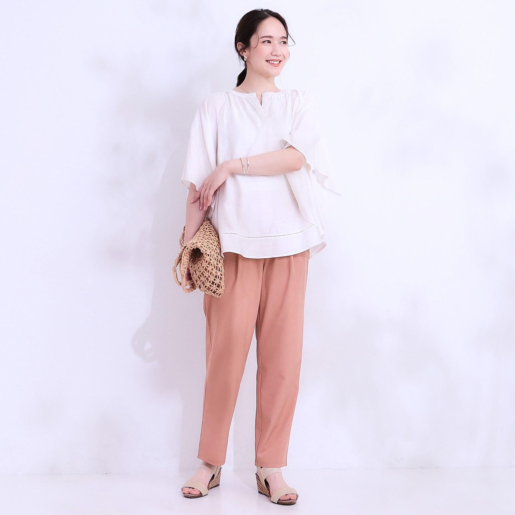 SHOO･LA･RUE「【洗える/ひんやり】涼しく体型カバー お袖フレア ドレープブラウス」|シャツ・ブラウス|