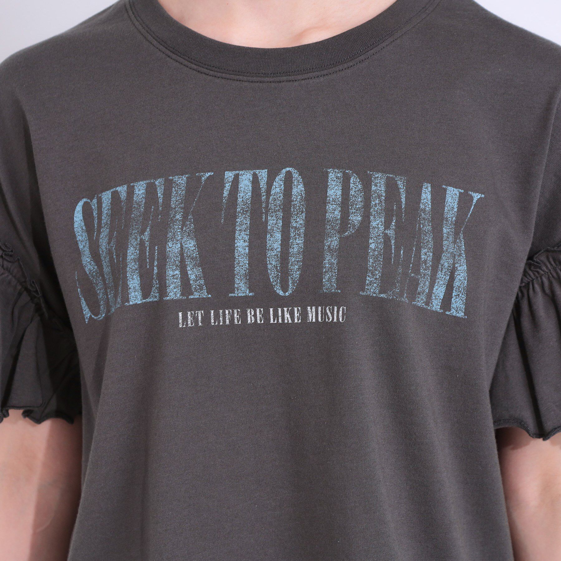 SHOO･LA･RUE「【洗える/S-LL】プリントアソート お袖フリルTシャツ」|Tシャツ・カットソー|