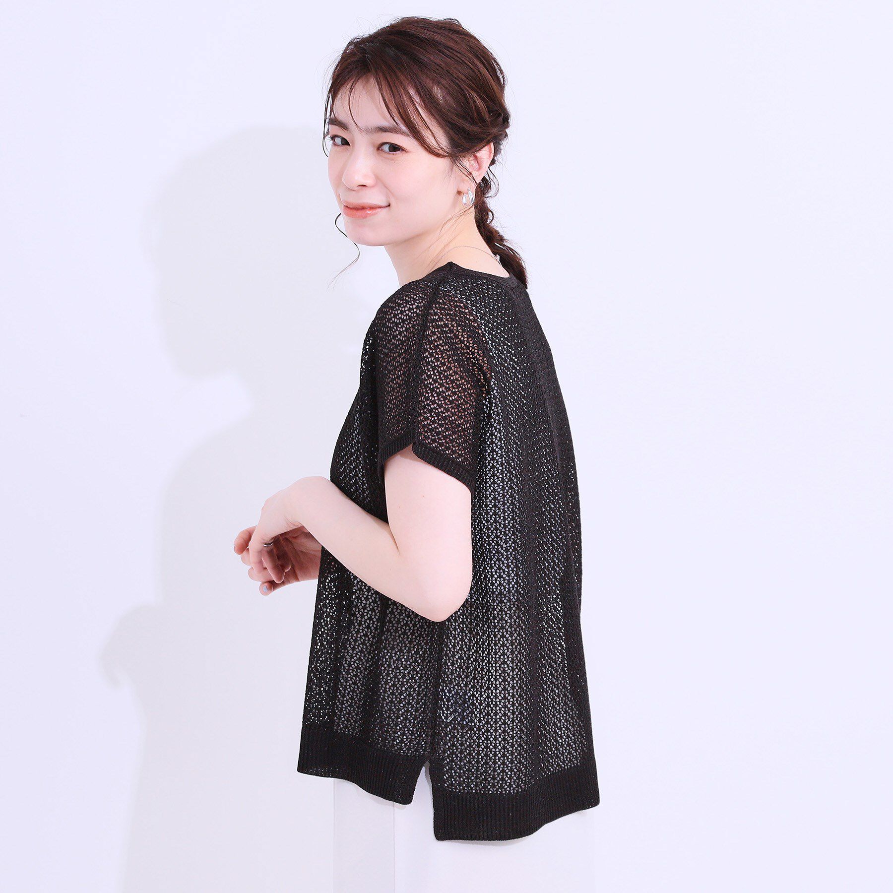 SHOO･LA･RUE「【S-LL/2点セット】程よいラメが上品 透かしニット＋タンクトップ」|ニット・セーター|