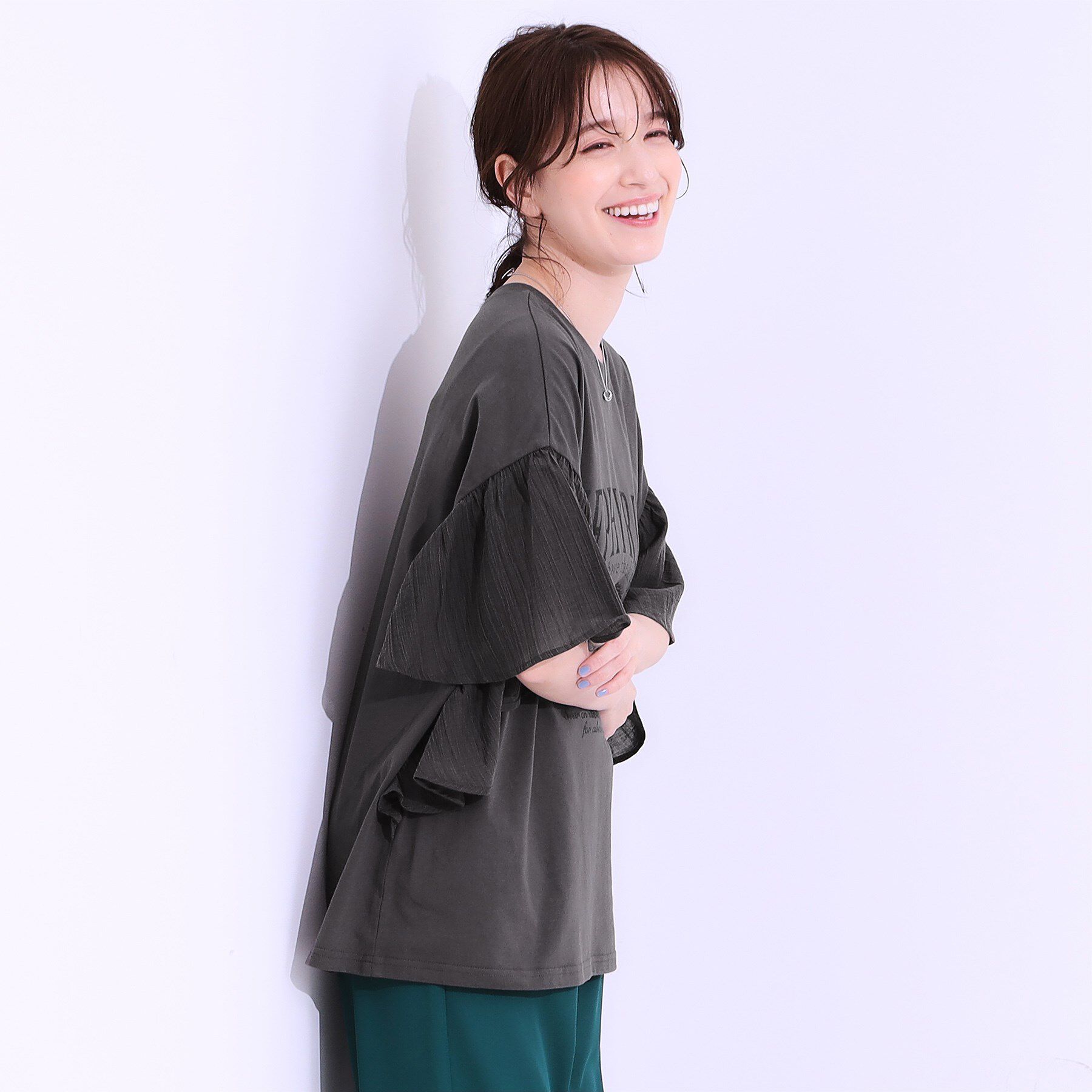 SHOO･LA･RUE「【S-LL】リメイク風 ポンチョデザインTシャツ」|Tシャツ・カットソー|