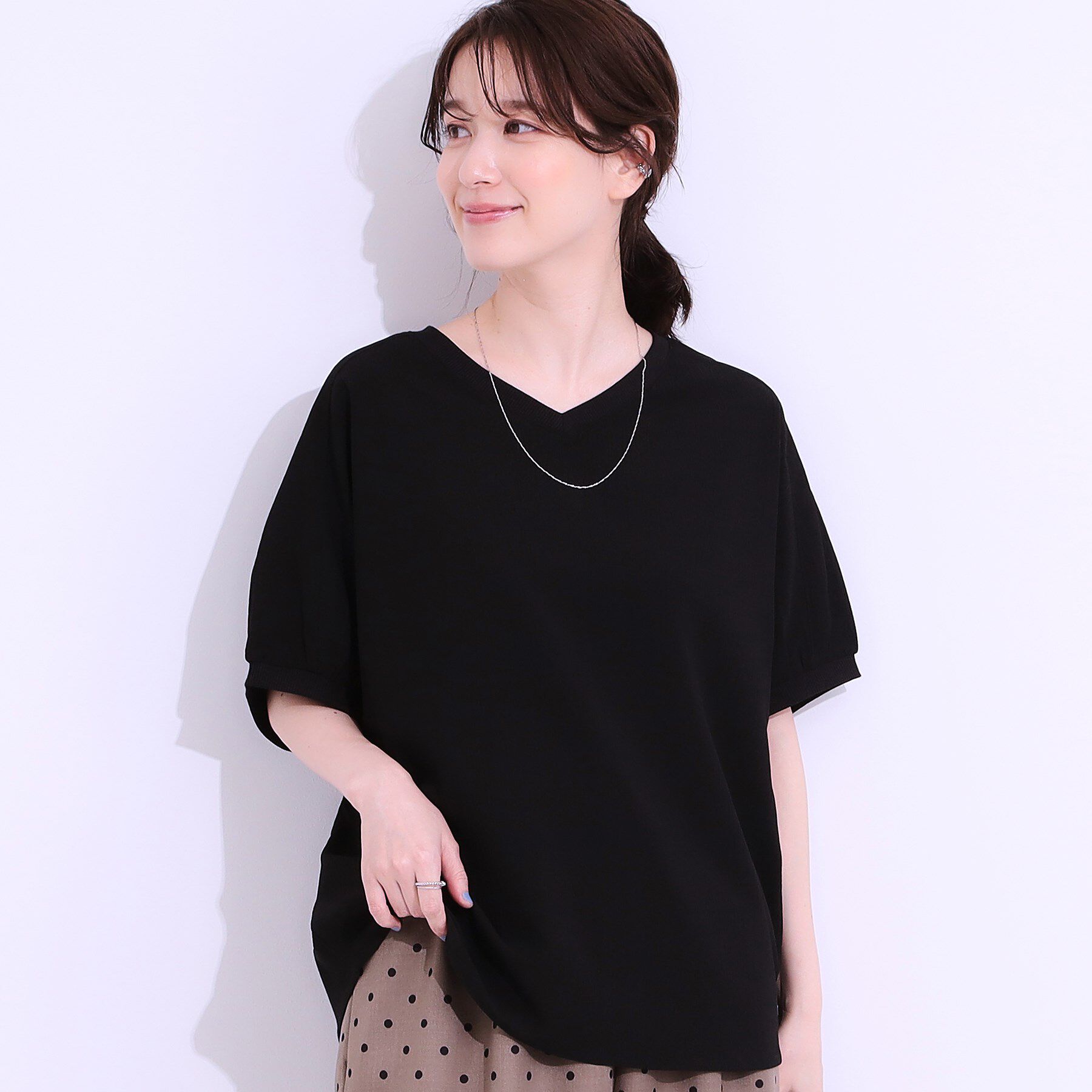 SHOO･LA･RUE「【洗える/前後2WAY】涼しく軽やかな アソートドルマンブラウス」|シャツ・ブラウス|ブラック(019)