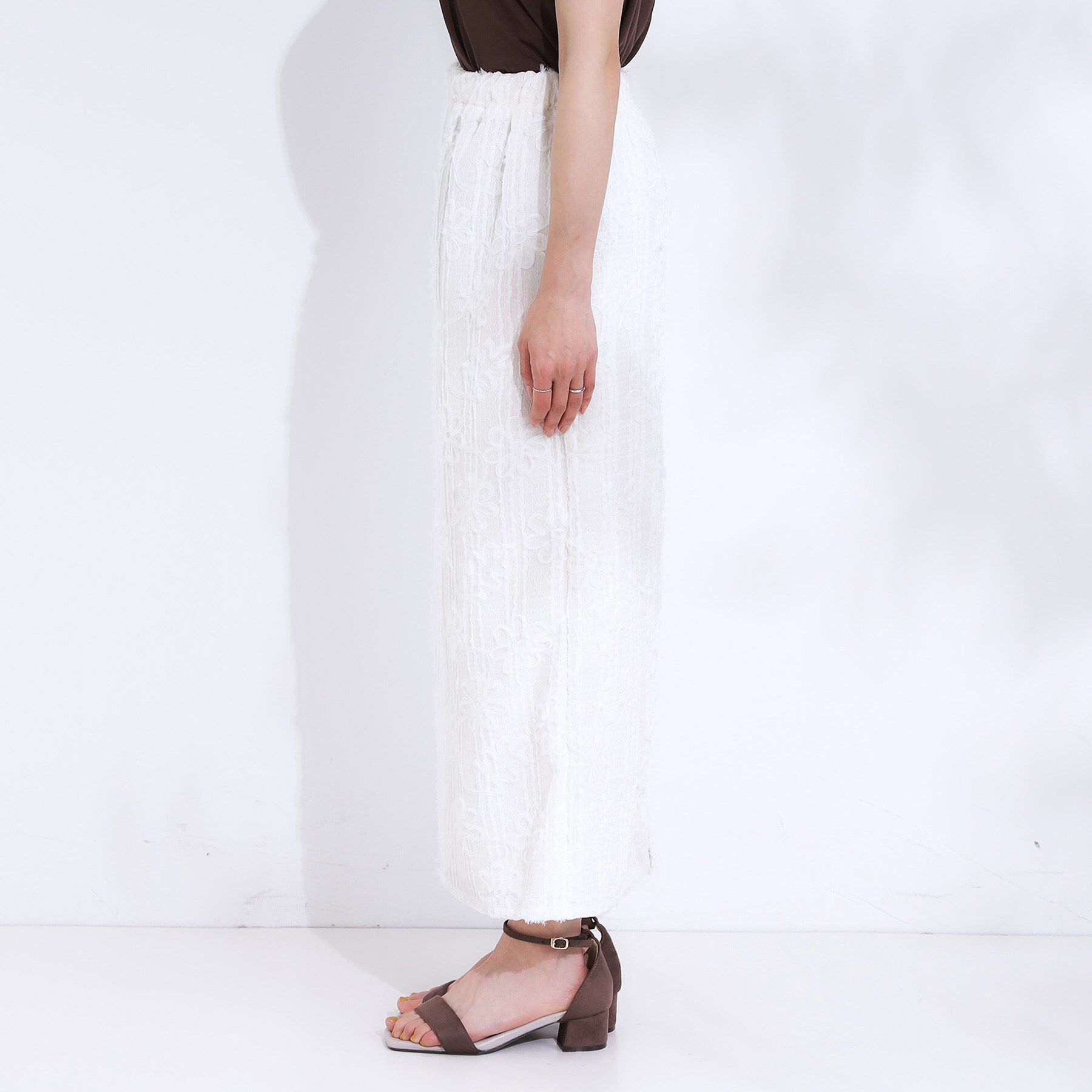 SHOO･LA･RUE「【S-LL】花柄レースナロースカート」|スカート|