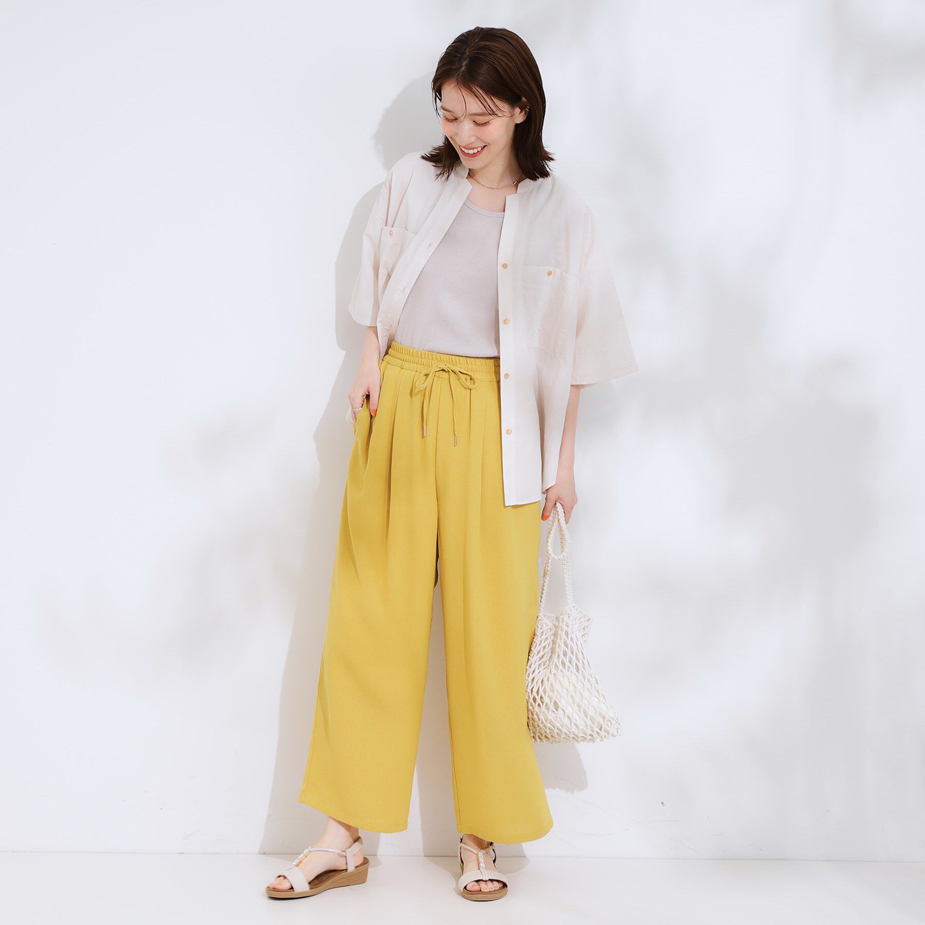 SHOO･LA･RUE「【S-LL/ひんやり】さらりと涼やか イージーワイドパンツ」|その他|