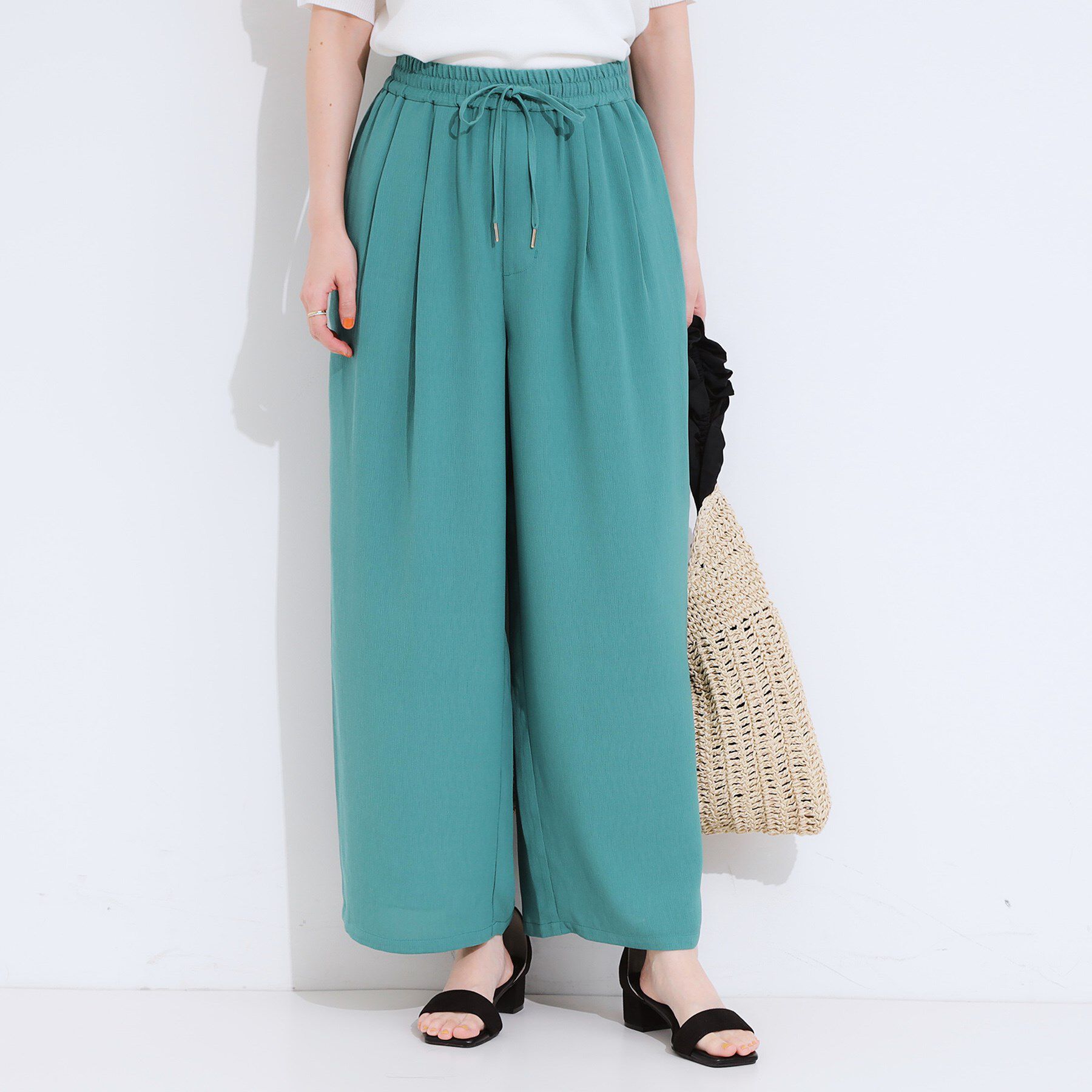 SHOO･LA･RUE「【S-LL/ひんやり】さらりと涼やか イージーワイドパンツ」|その他|