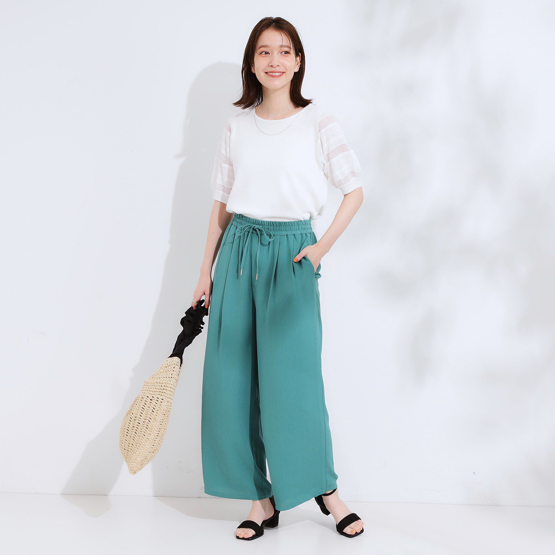 SHOO･LA･RUE「【S-LL/ひんやり】さらりと涼やか イージーワイドパンツ」|その他|