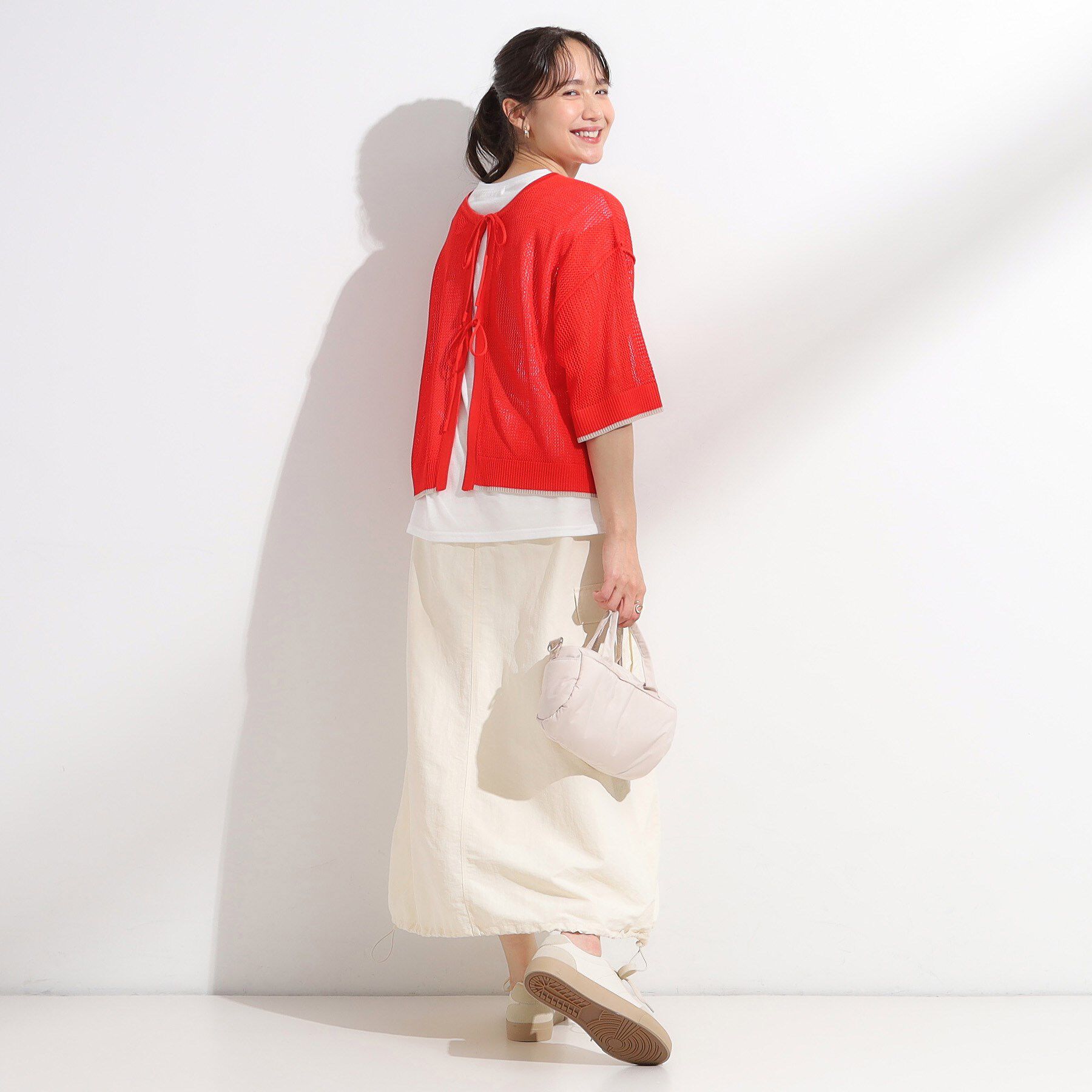 SHOO･LA･RUE「【2点セット/S-LL】メッシュリボン2WAYニット&times;フレンチスリーブTシャツ」|その他|