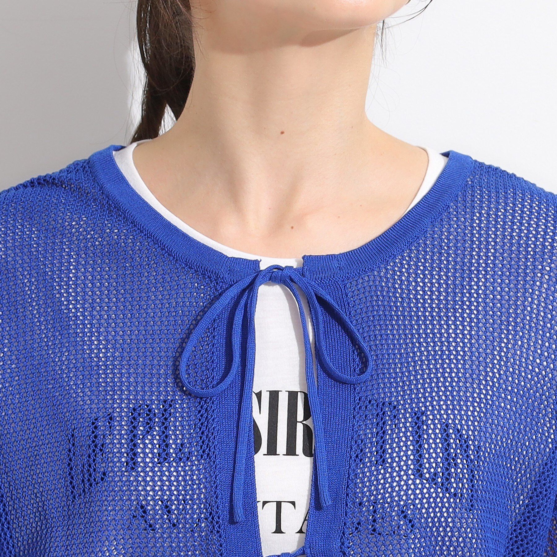 SHOO･LA･RUE「【2点セット/S-LL】メッシュリボン2WAYニット&times;フレンチスリーブTシャツ」|その他|