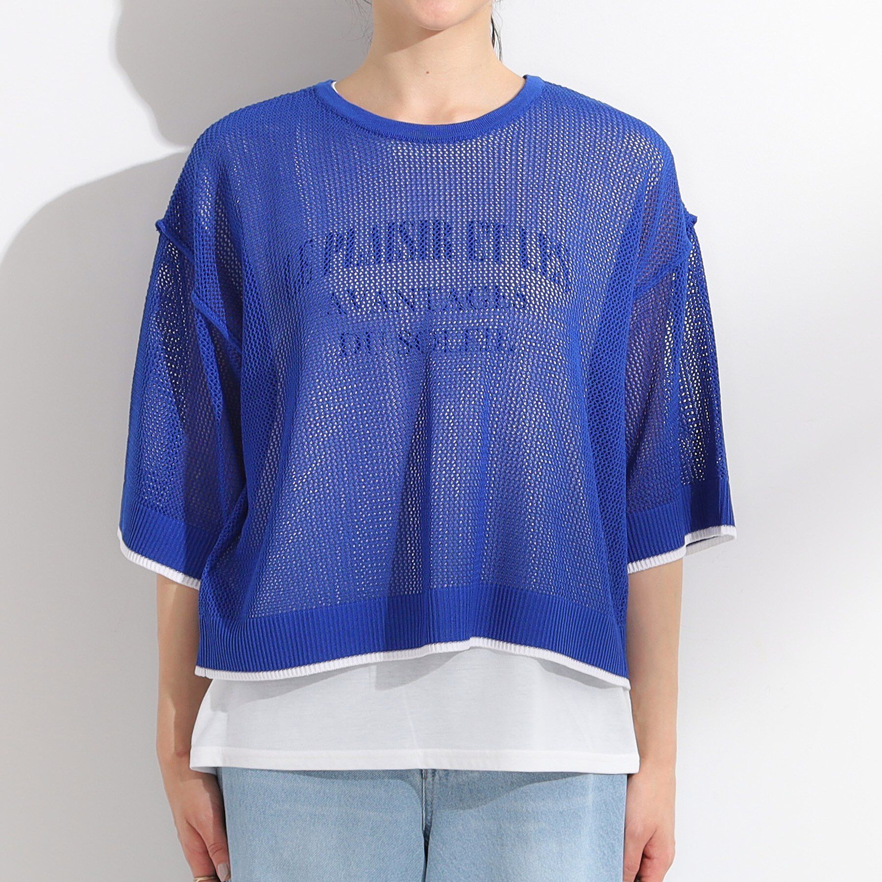 SHOO･LA･RUE「【2点セット/S-LL】メッシュリボン2WAYニット&times;フレンチスリーブTシャツ」|その他|