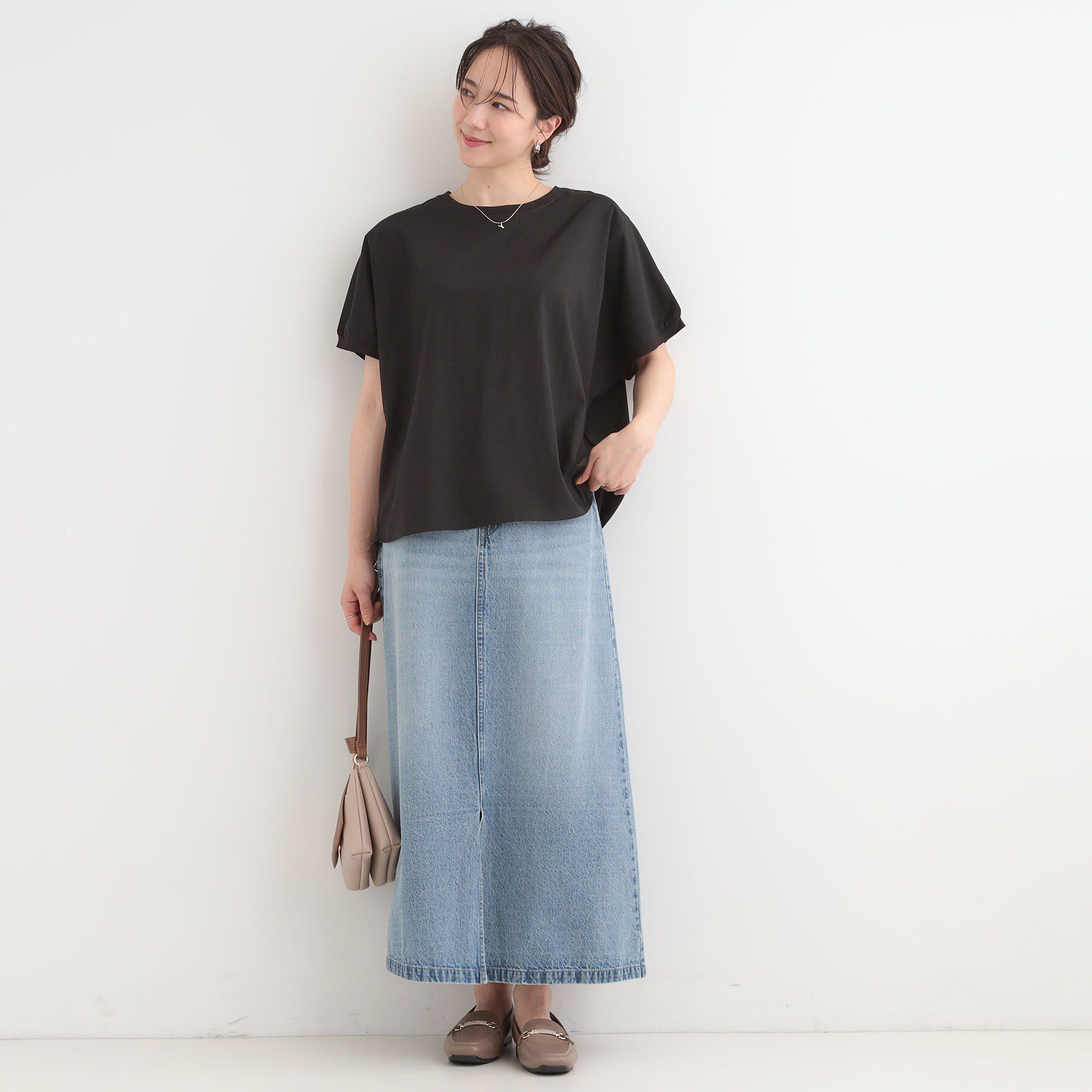 SHOO･LA･RUE「【ひんやり/洗濯後しわになりにくい】リブ切り替えドルマンブラウス」|シャツ・ブラウス|