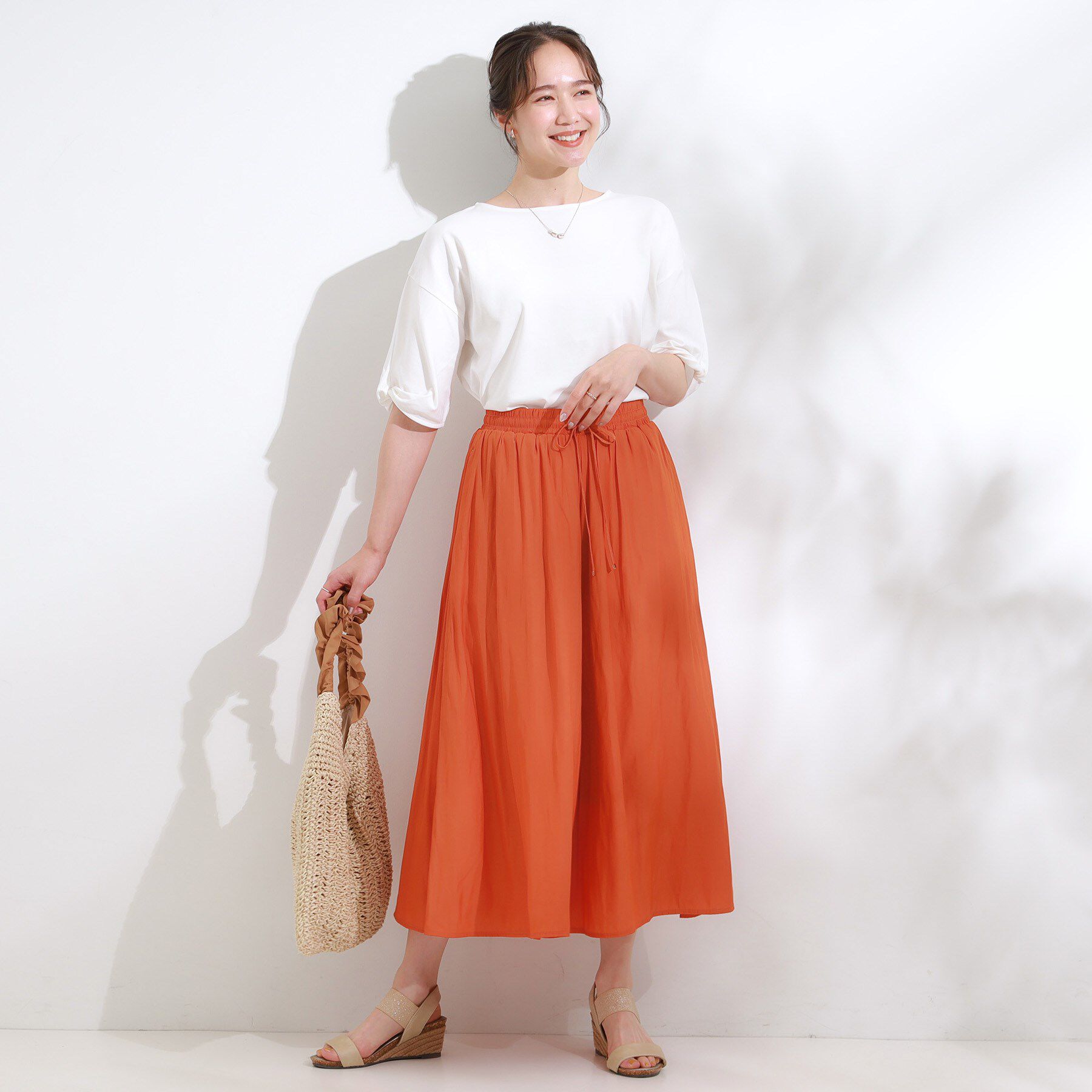 SHOO･LA･RUE「【S-LL/裏地ひんやり】スカート見えで上品に マットサテンスカーチョ」|その他|