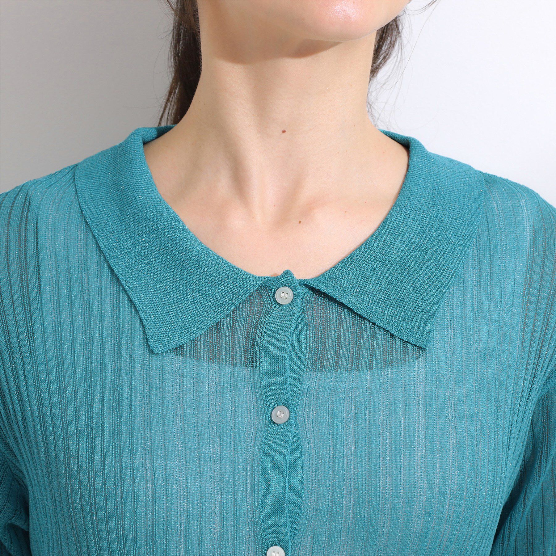 SHOO･LA･RUE「【洗える/S-LL】大人のシアー感 キラキラ リブニット」|ニット・セーター|