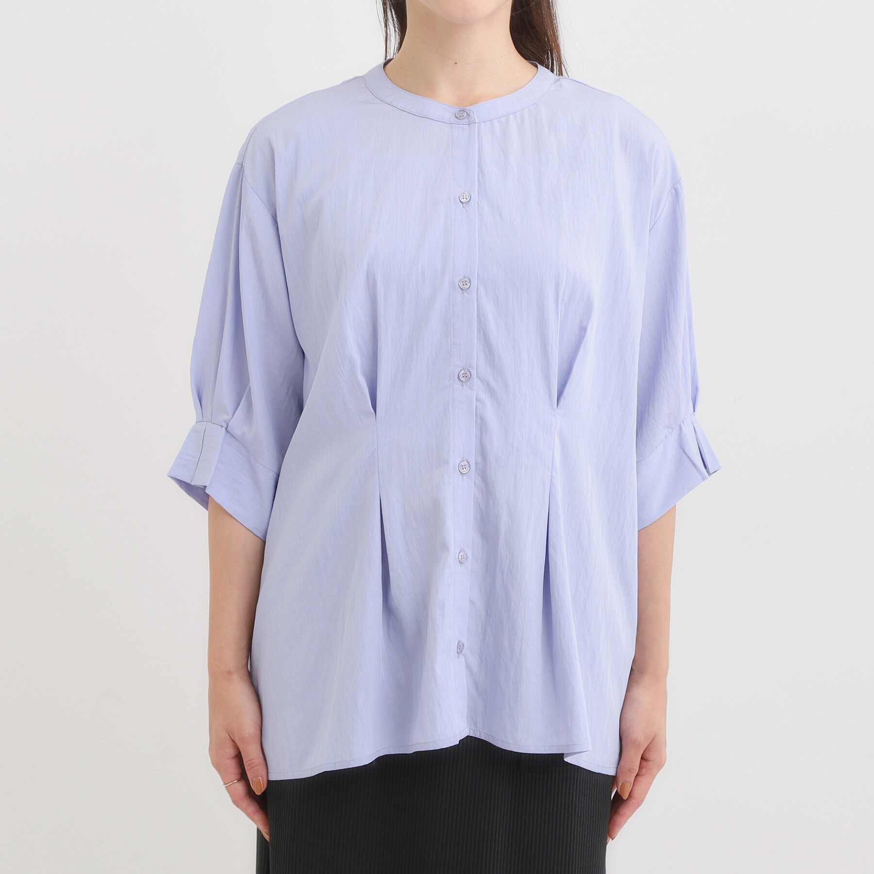 SHOO･LA･RUE「【S-LL/通勤スタイルにも】ウエストタックで程よくシェイプ 大人の上品ブラウス」|シャツ・ブラウス|