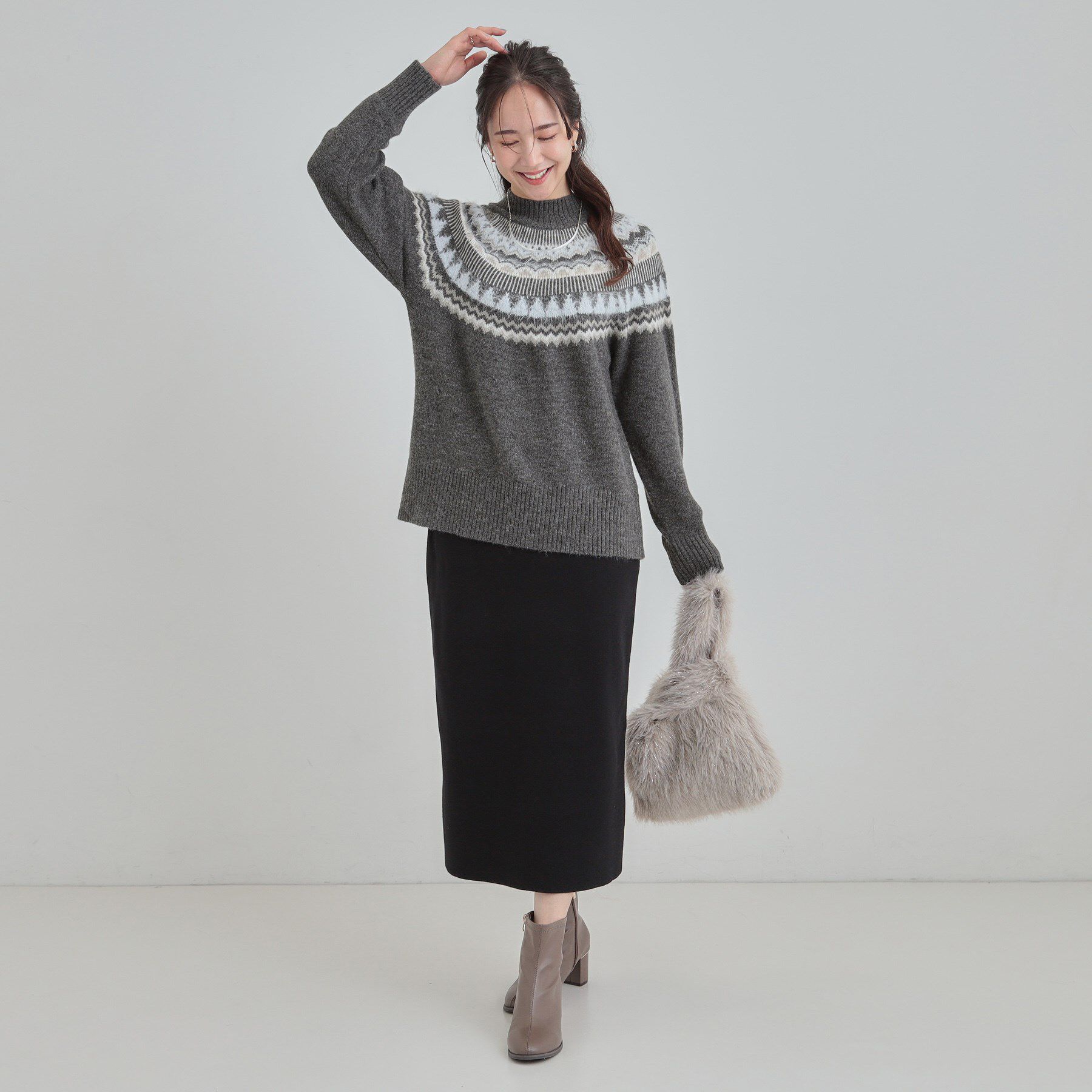 SHOO･LA･RUE「【洗濯機可/S-LL】配色が大人かわいい　フェアアイル柄求心ニット」|ニット・セーター|