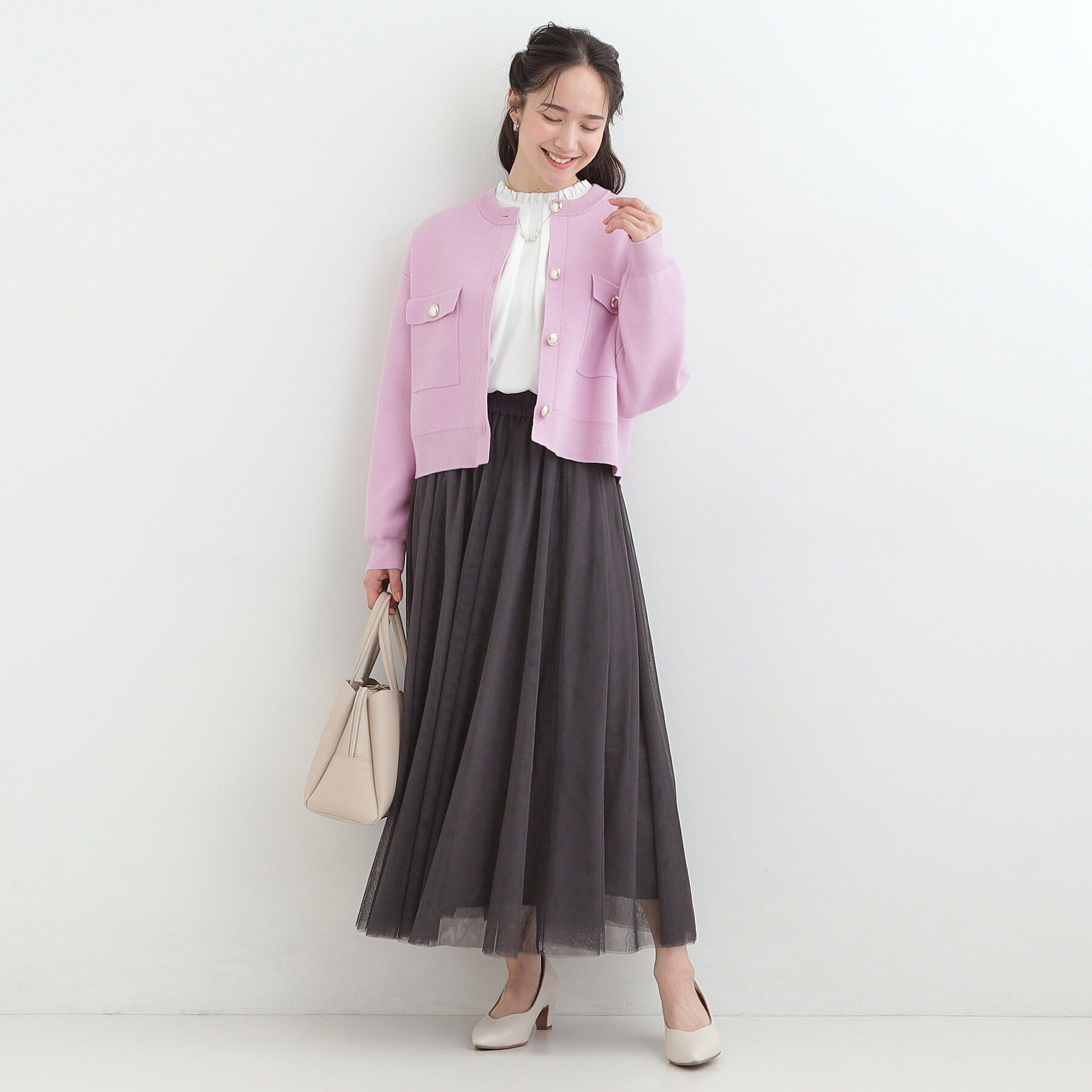 SHOO･LA･RUE「【洗濯機可/S-LL】1枚でも羽織りでも 華やか上品カーデ」|カーディガン|