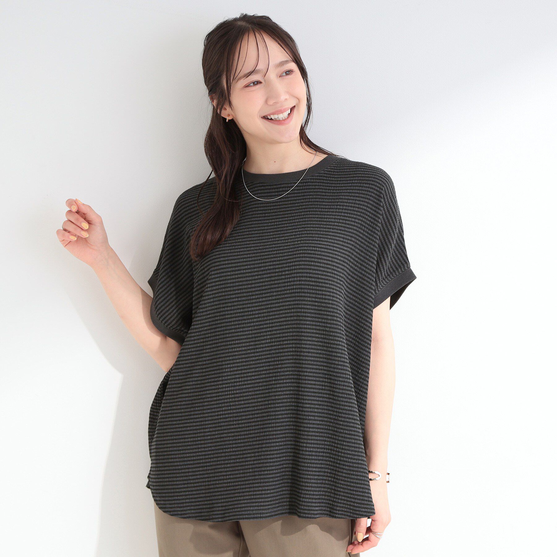 SHOO･LA･RUE「【洗濯機可】ぽこぽこさらさら アソートTシャツ」|Tシャツ・カットソー|