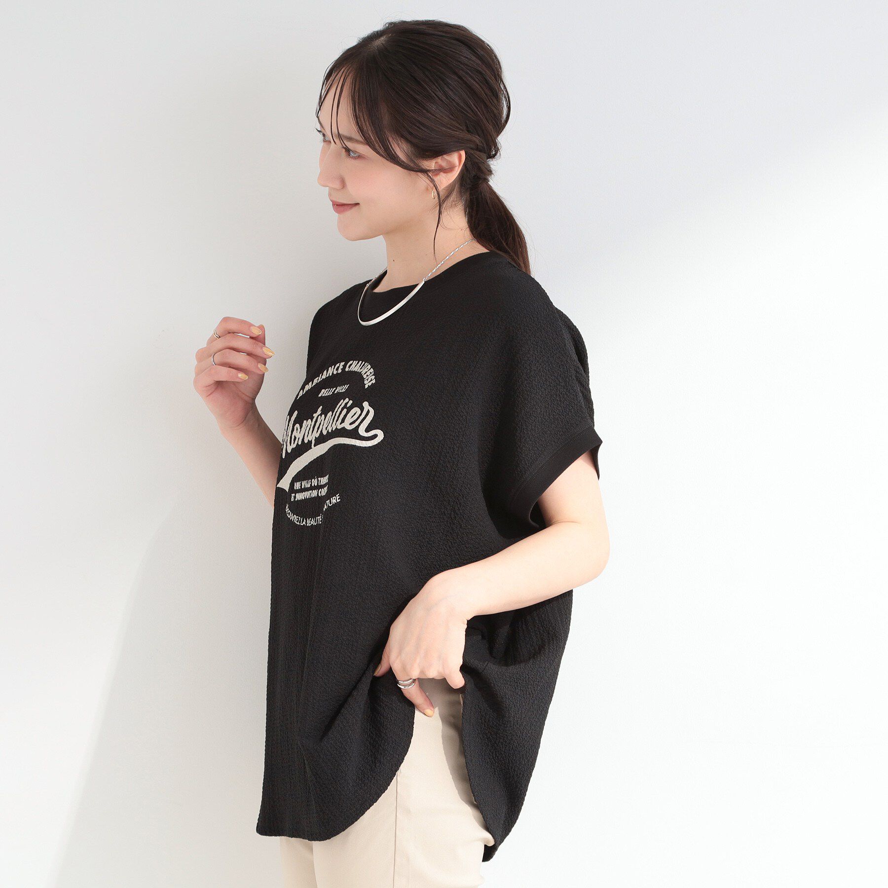 SHOO･LA･RUE「【洗濯機可】ぽこぽこさらさら アソートTシャツ」|Tシャツ・カットソー|
