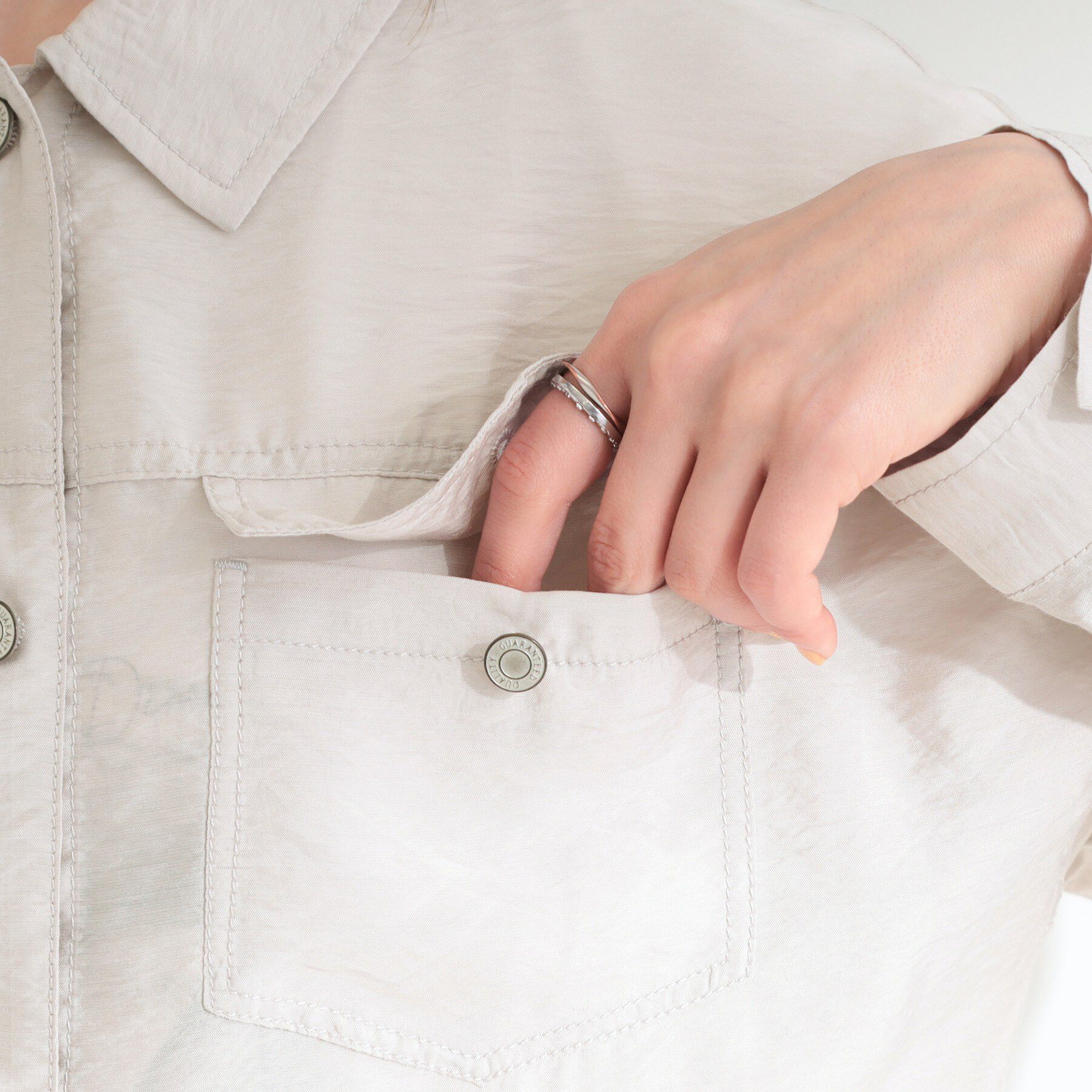 SHOO･LA･RUE「Gジャン風シアーシャツジャケット」|ブルゾン・スタジャン|