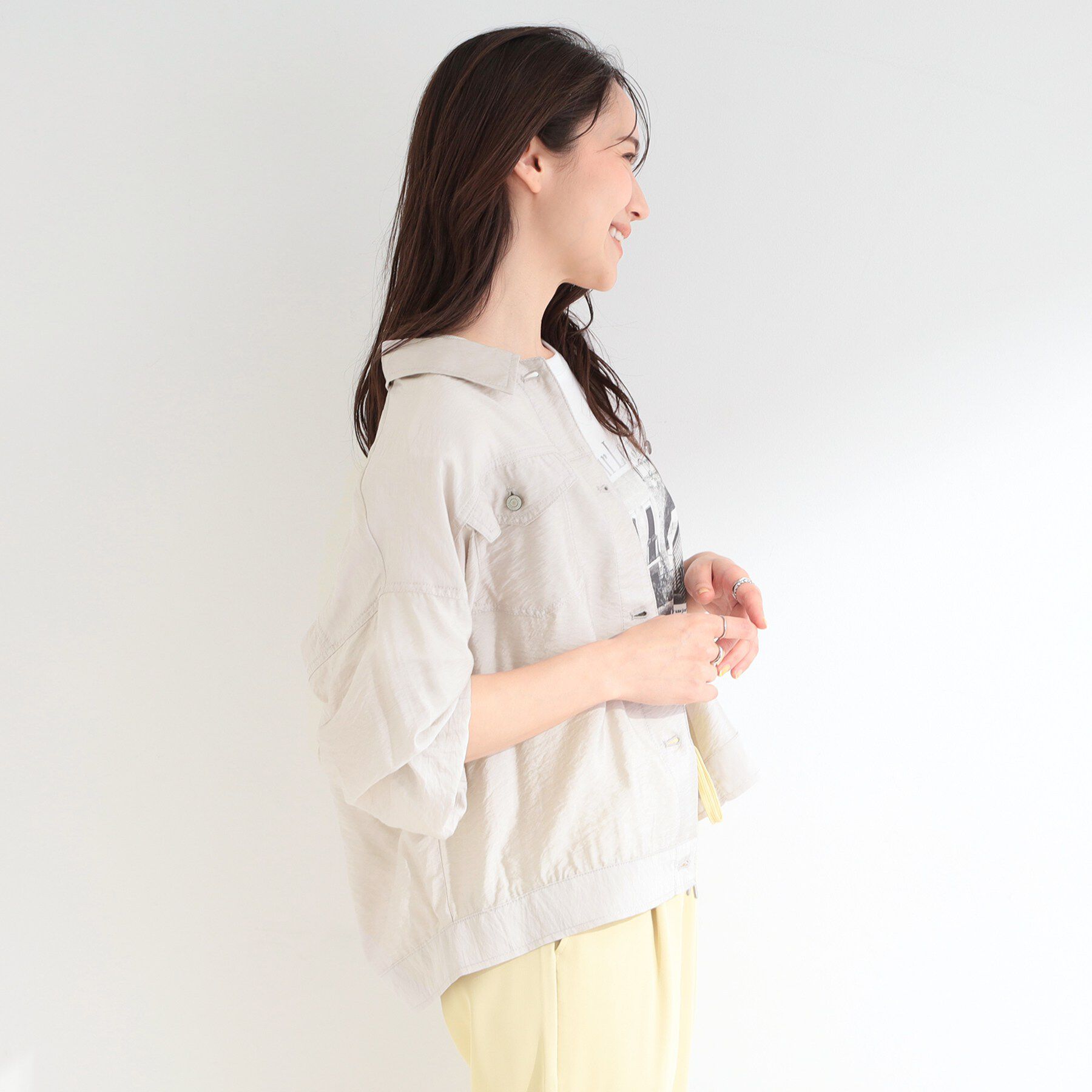 SHOO･LA･RUE「Gジャン風シアーシャツジャケット」|ブルゾン・スタジャン|