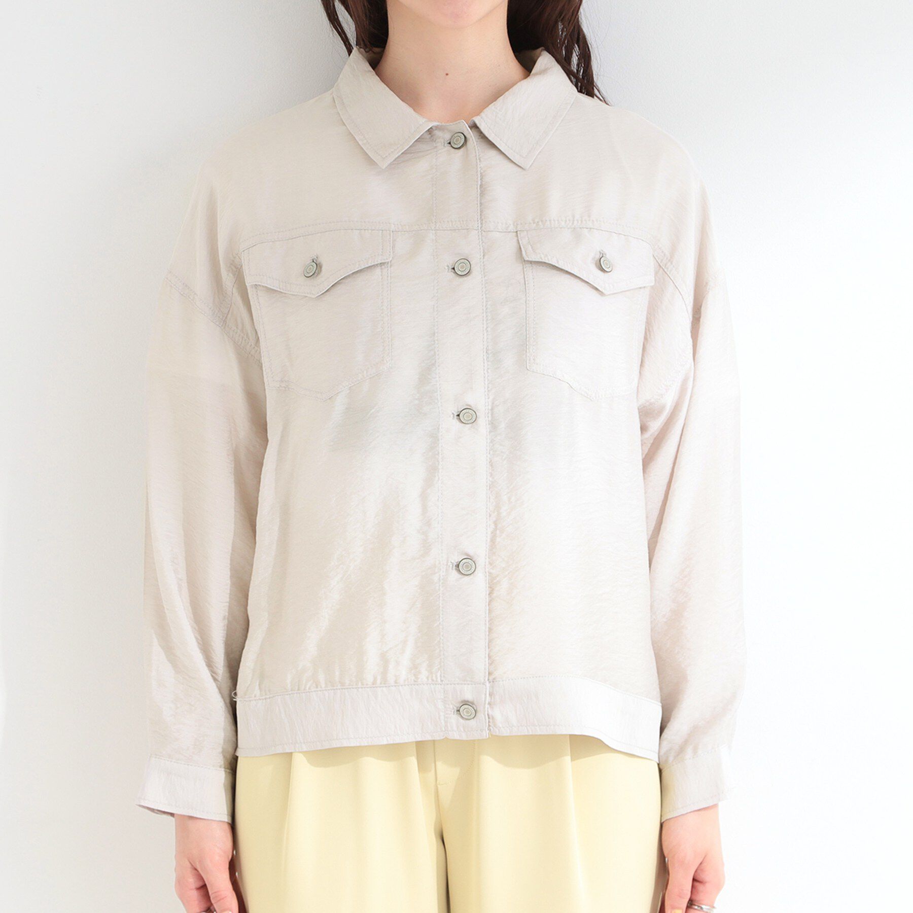 SHOO･LA･RUE「Gジャン風シアーシャツジャケット」|ブルゾン・スタジャン|