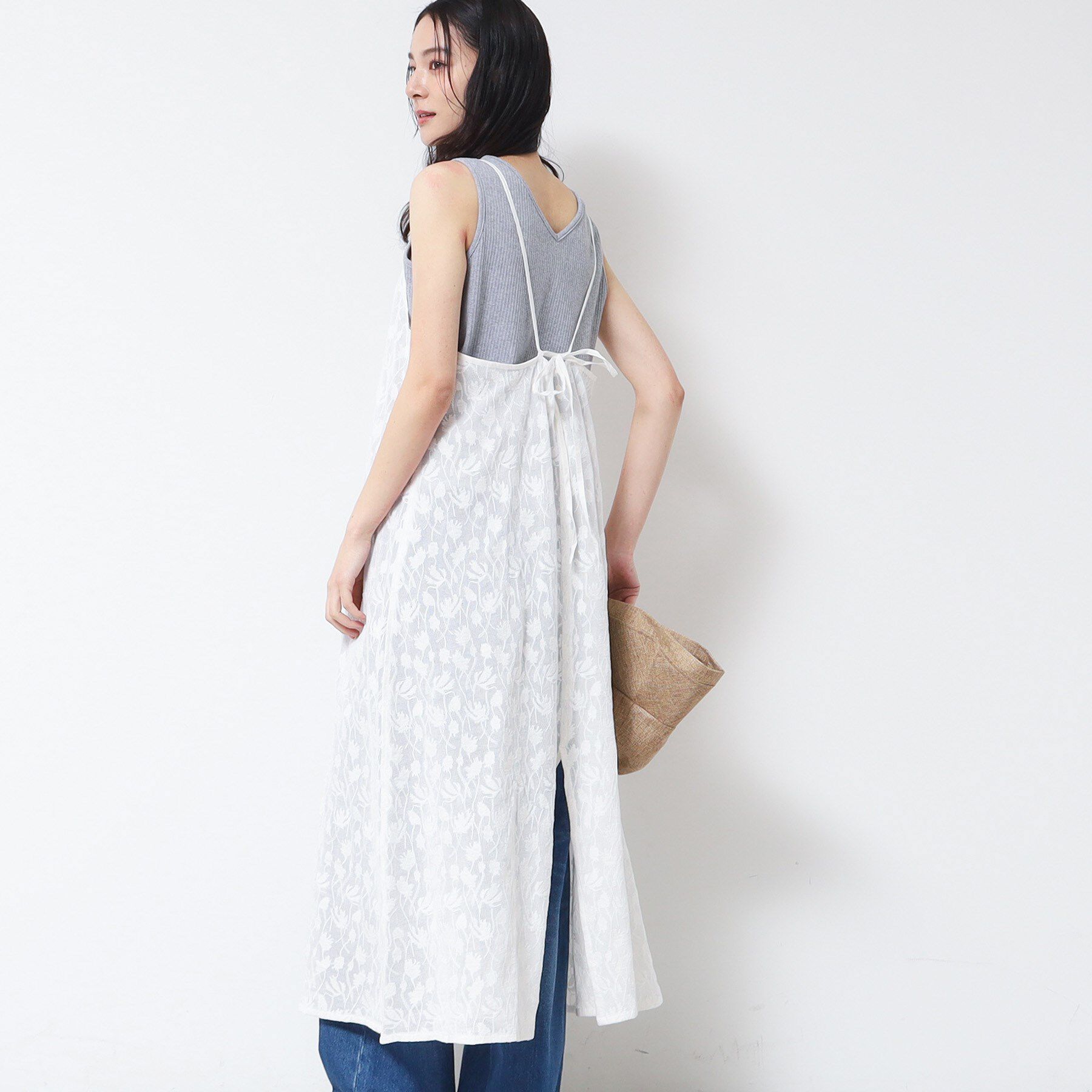 Dessin「【洗える】刺繍柄インドレースキャミワンピース」|ワンピース|