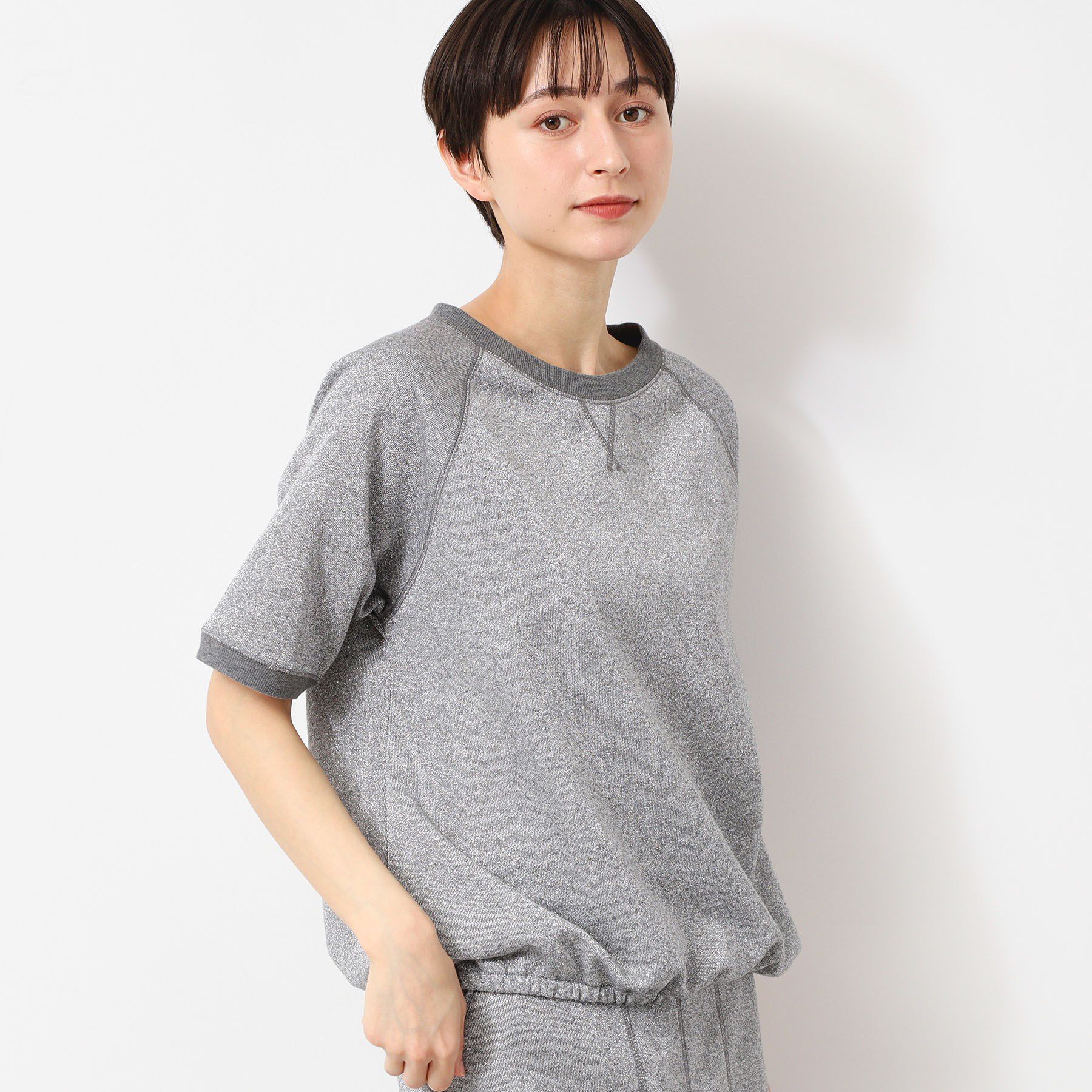 Dessin「【セットアップ可能・洗える】ラメ入り裏毛ジャージプルオーバー」|パーカー|チャコールグレー(0