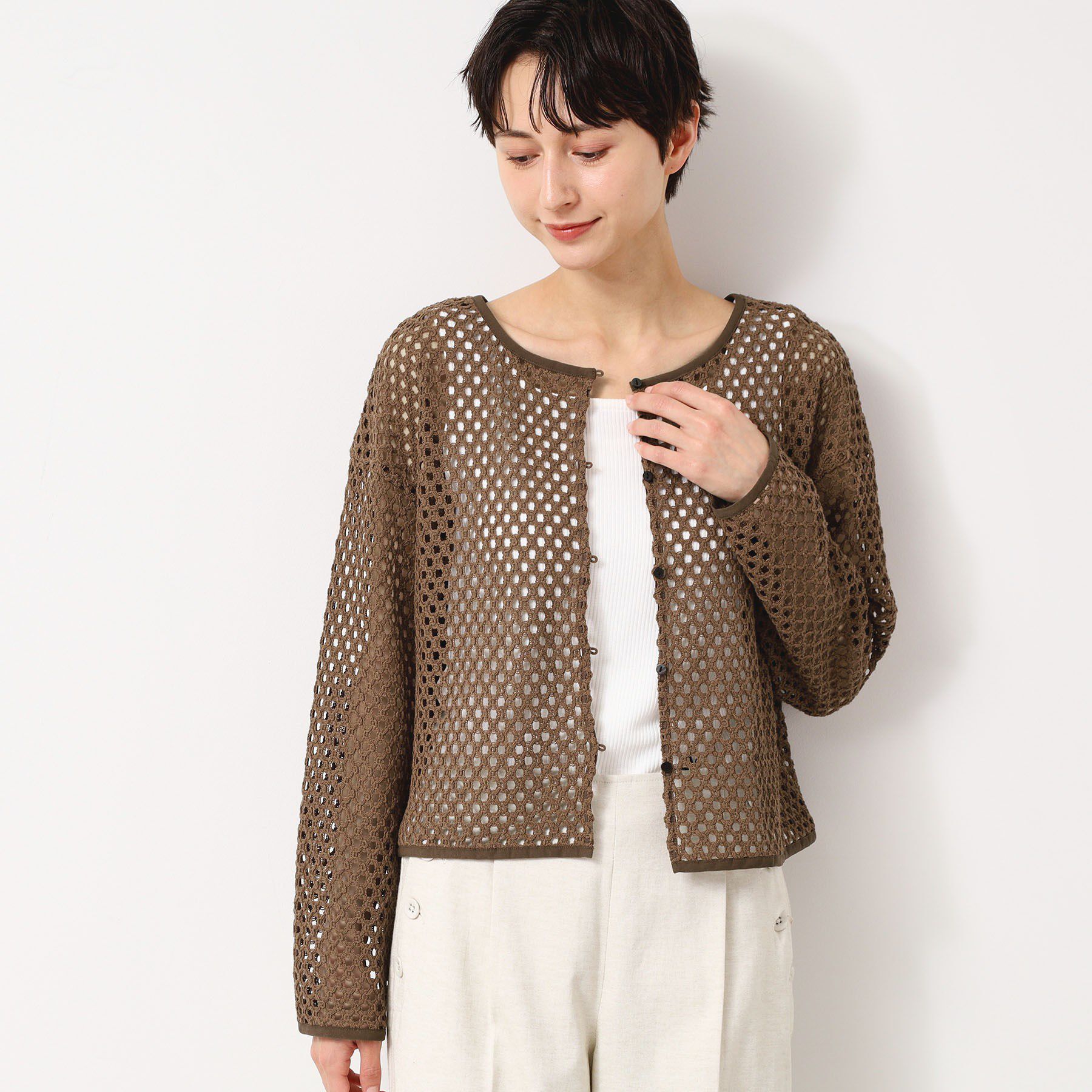 Dessin「【2WAY・セットアップ可能・洗える】メッシュレース」|カーディガン|