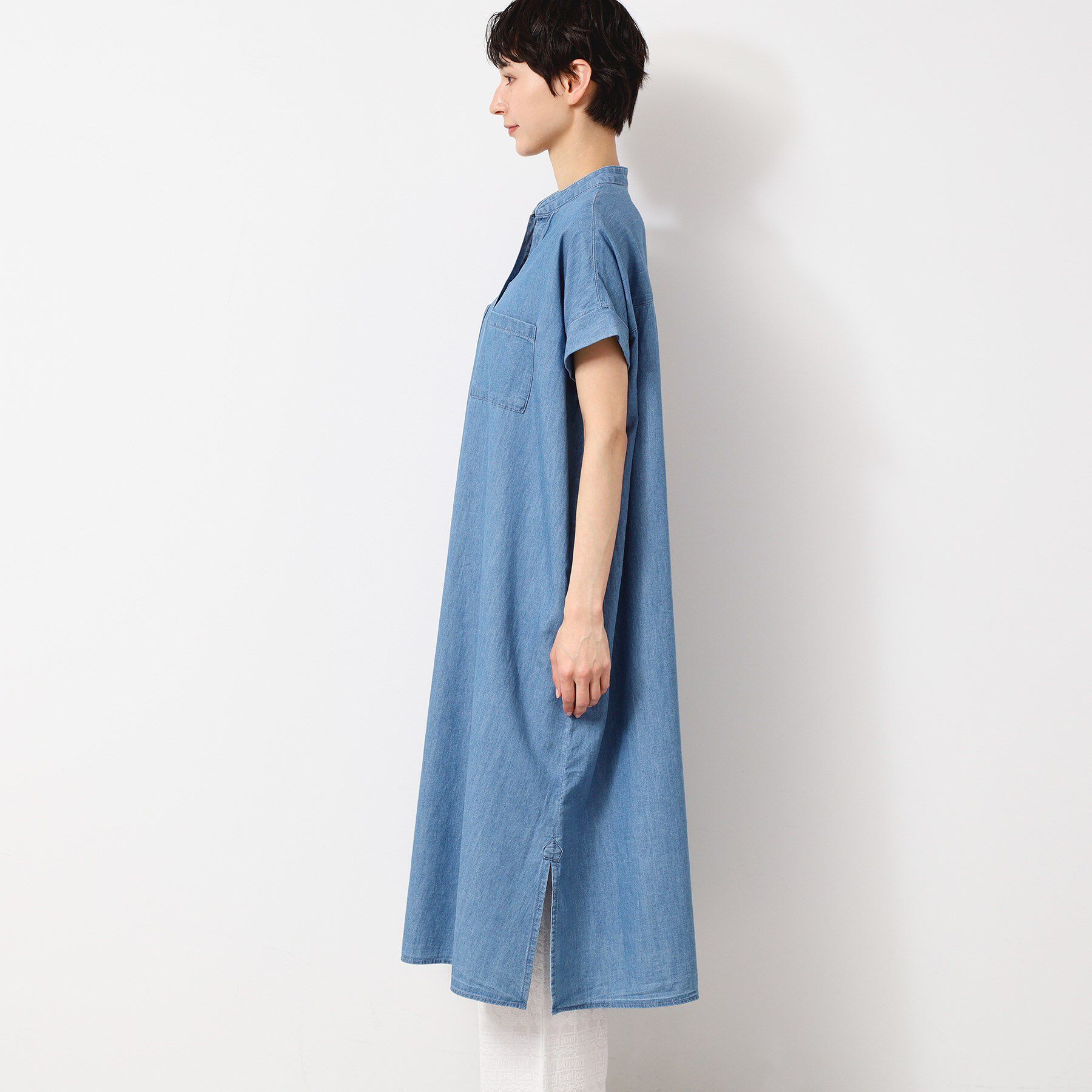 Dessin「【洗える】リネンブレンドデニム調シャツワンピース（S～L）」|ワンピース|