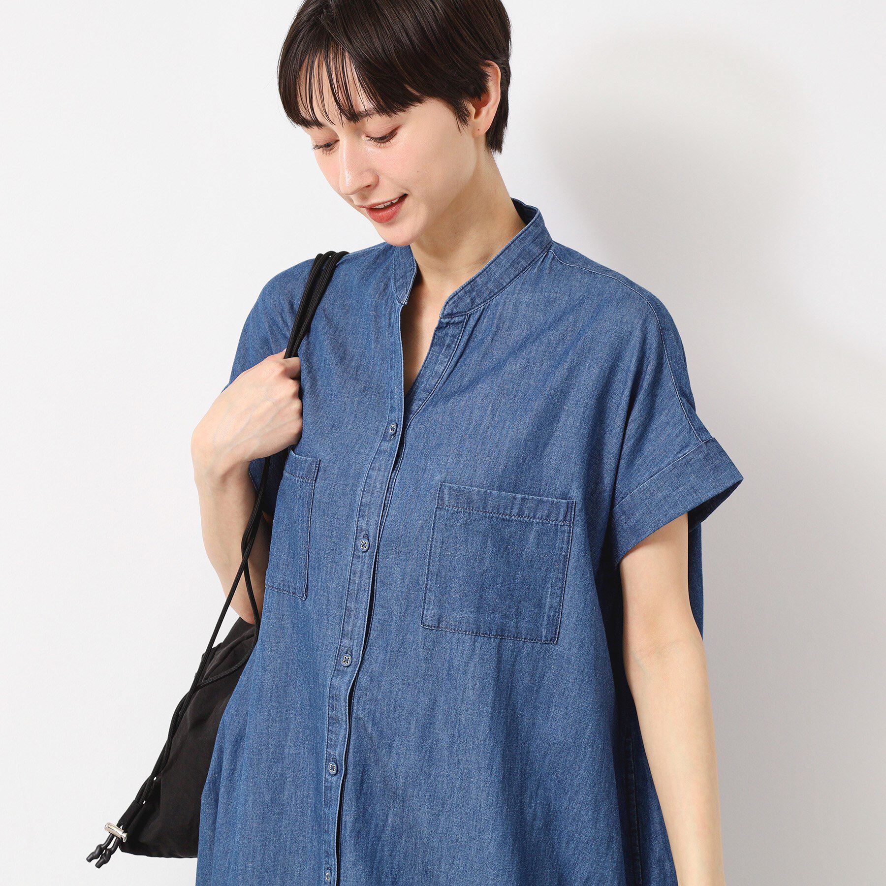 Dessin「【洗える】リネンブレンドデニム調シャツワンピース（S～L）」|ワンピース|