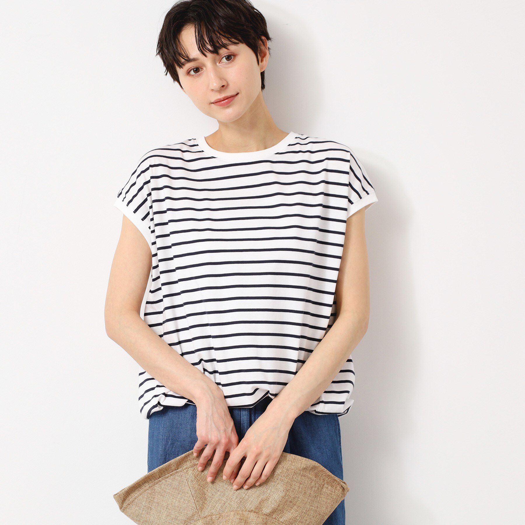 Dessin「【洗える・UV】ドローコード付きフレンチスリーブカットソー」|Tシャツ・カットソー|