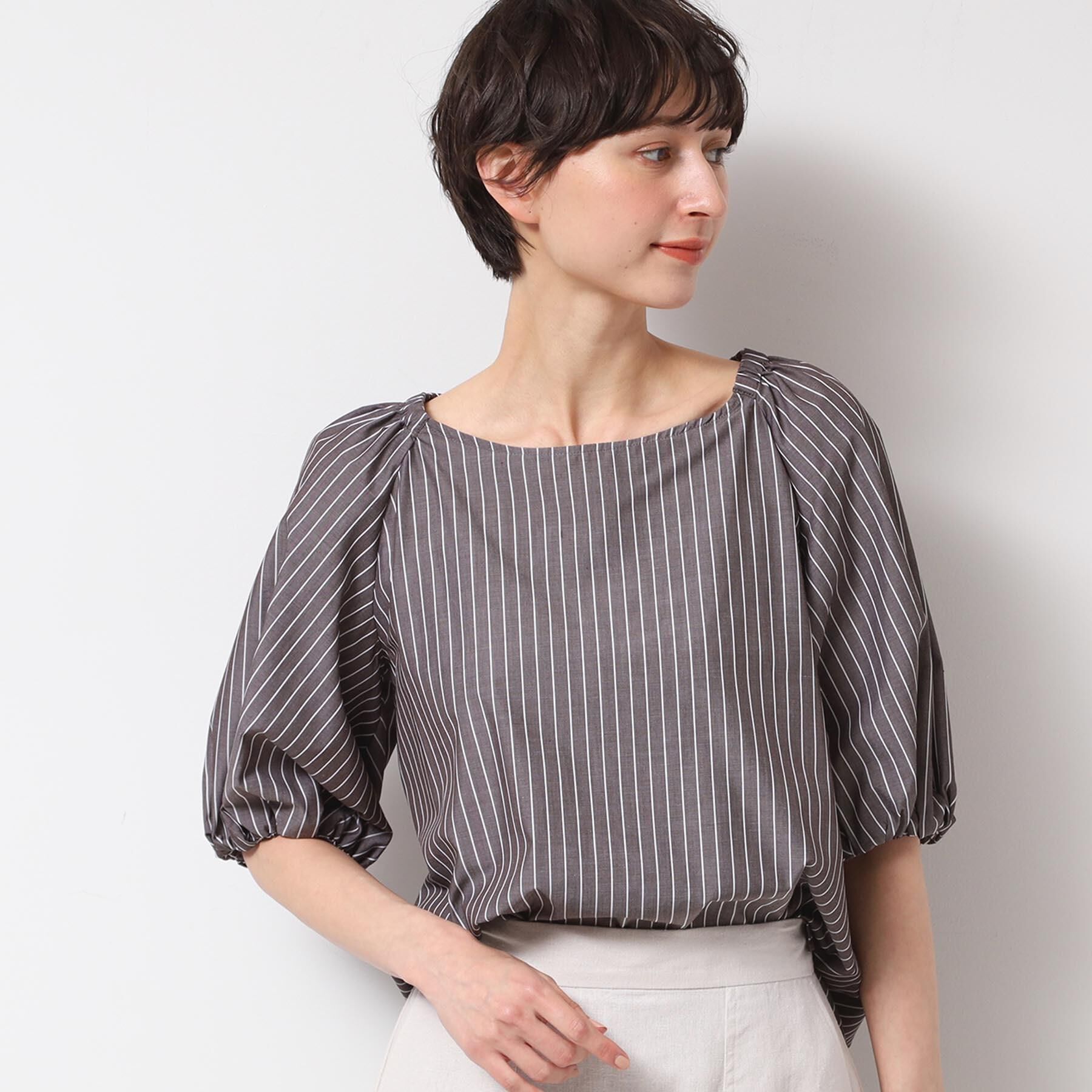 Dessin「【洗える】バッグギャザー入り五分袖ボリュームブラウス」|シャツ・ブラウス|ブラウン(344)