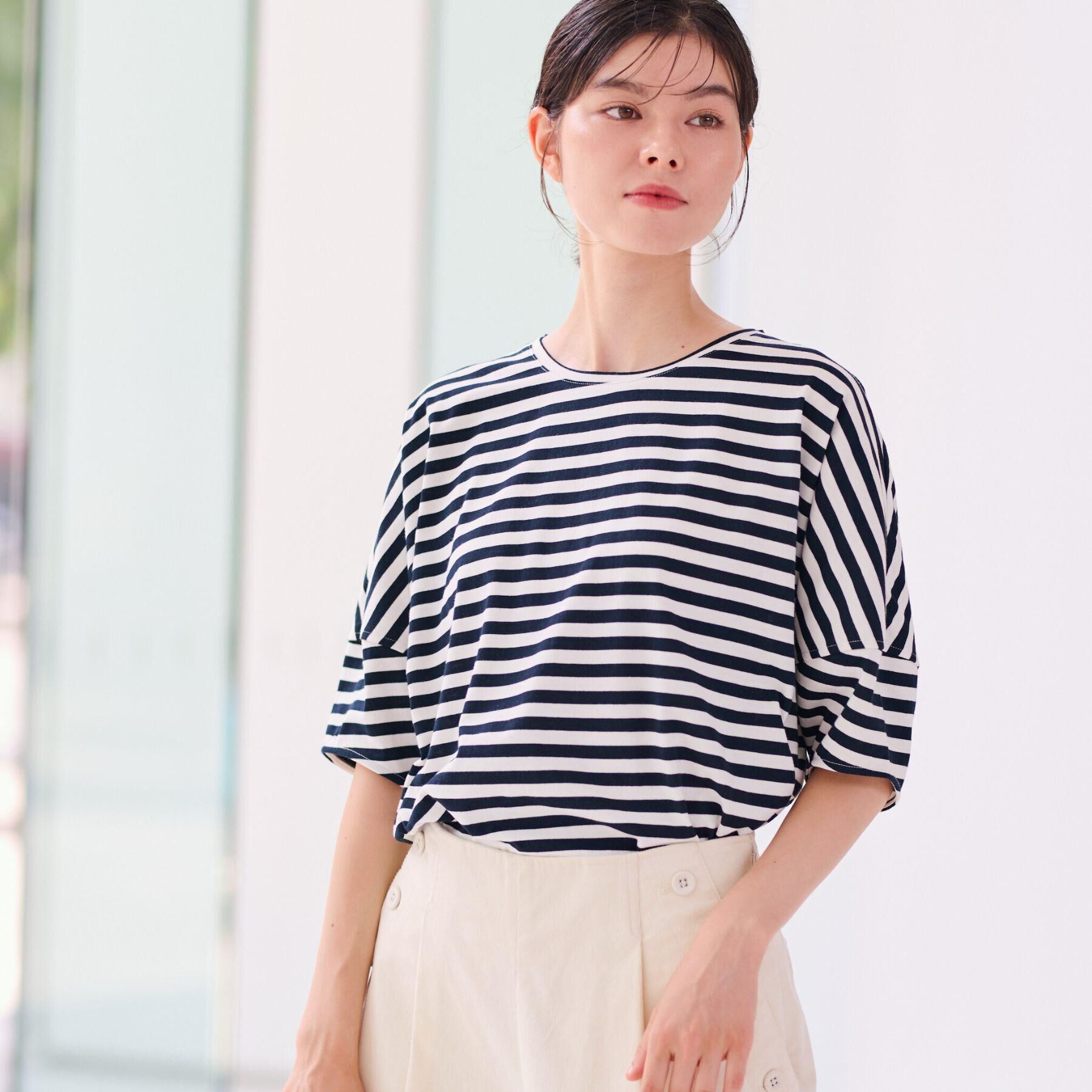 Dessin「【二の腕カバー／UVカット】ランタンスリーブカットソー」|Tシャツ・カットソー|