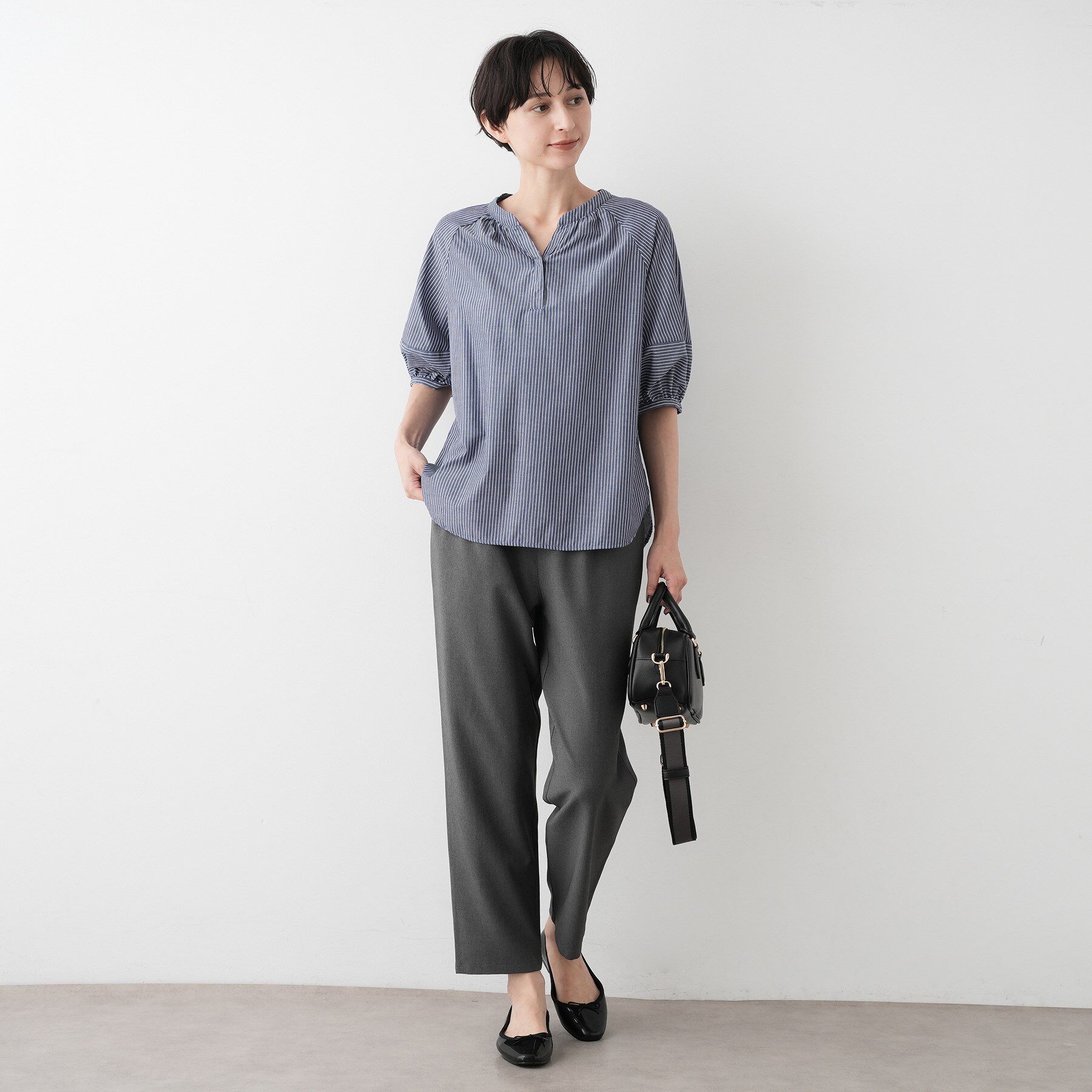 Dessin「【洗える/五分袖】ランタンスリーブスキッパーネックブラウス」|シャツ・ブラウス|