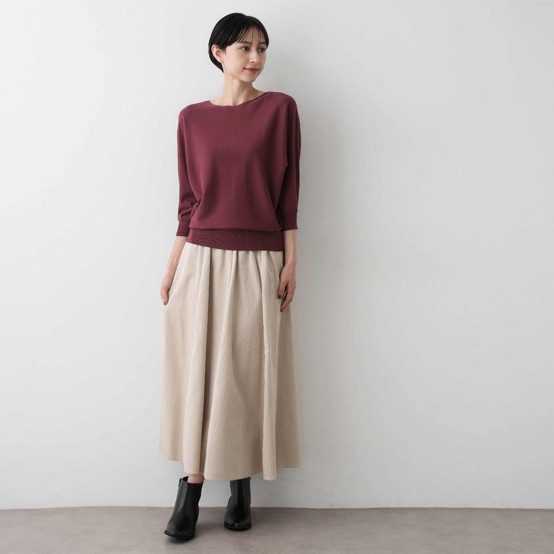 Dessin「【洗える】後ろボタンニットプルオーバー七分袖」|ニット・セーター|