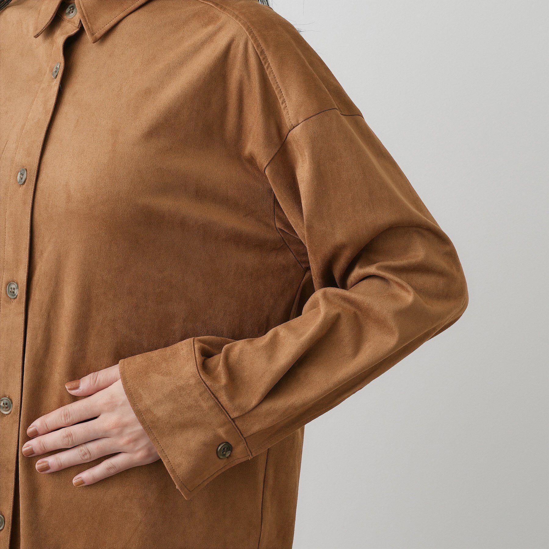 Dessin「【洗える】ストレッチスウェードライクシャツ」|シャツ・ブラウス|