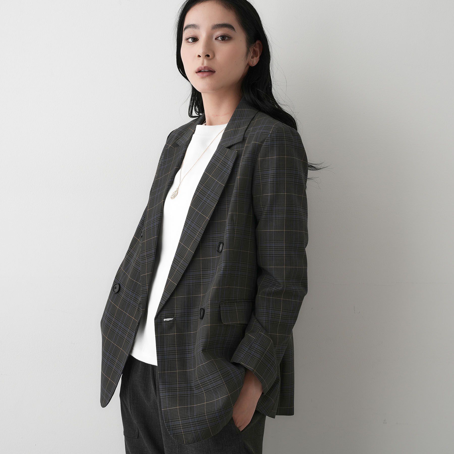 Dessin「【洗える】ダブルブレストジャケット」|テーラードジャケット|ブルー(293)