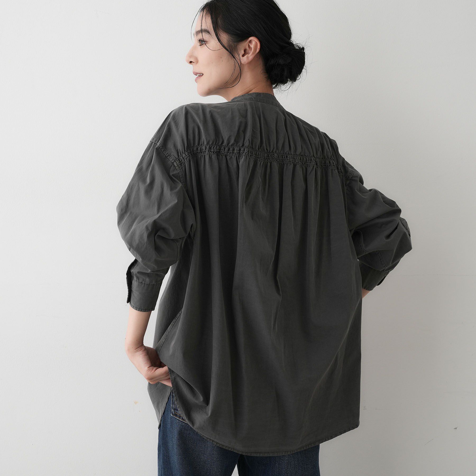 Dessin「【洗える】ピグメントバンドカラーシャツ」|シャツ・ブラウス|