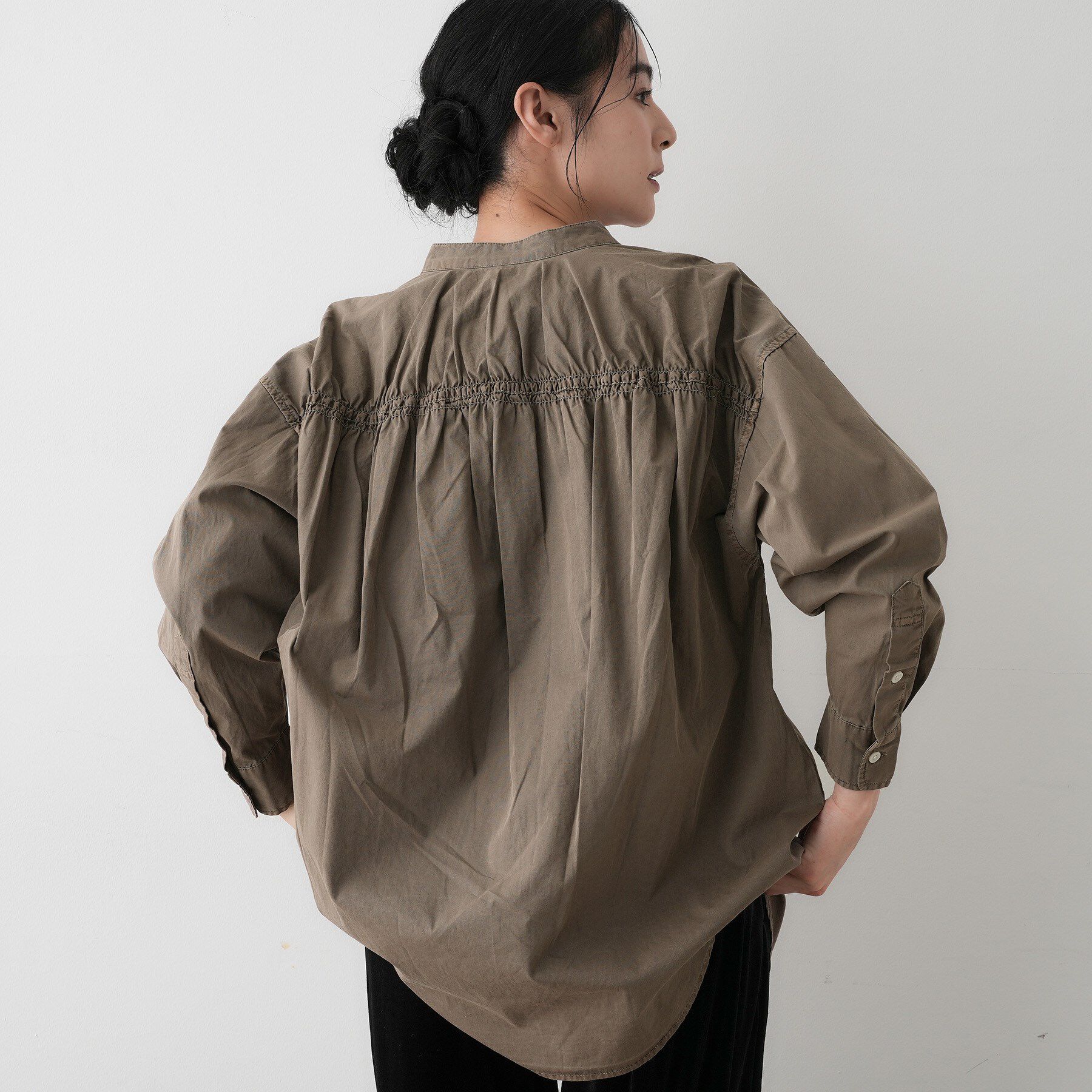 Dessin「【洗える】ピグメントバンドカラーシャツ」|シャツ・ブラウス|