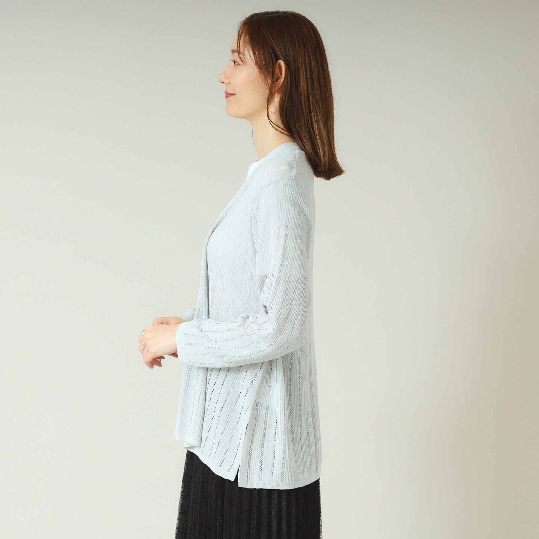 ITS&rsquo;DEMO「【手洗い可】透かし編み着流しカーデ」|カーディガン|